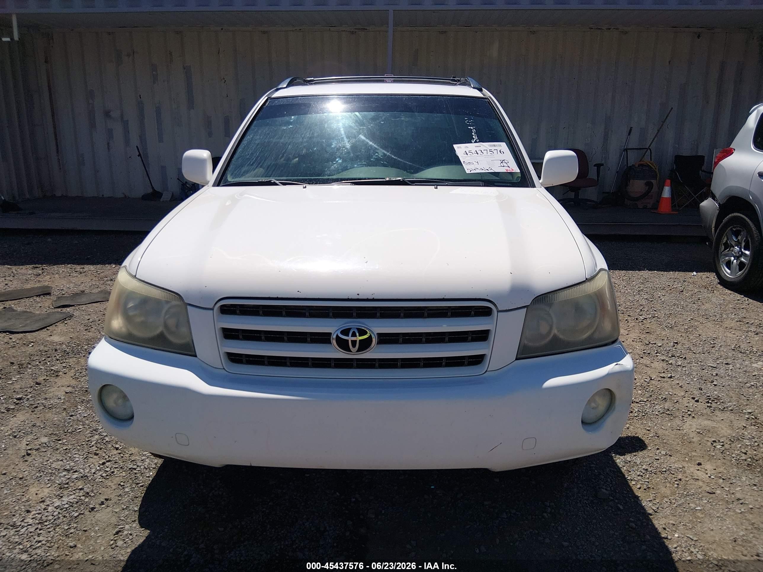 2001 Toyota Highlander V6 White vin: JTEHF21A710021736