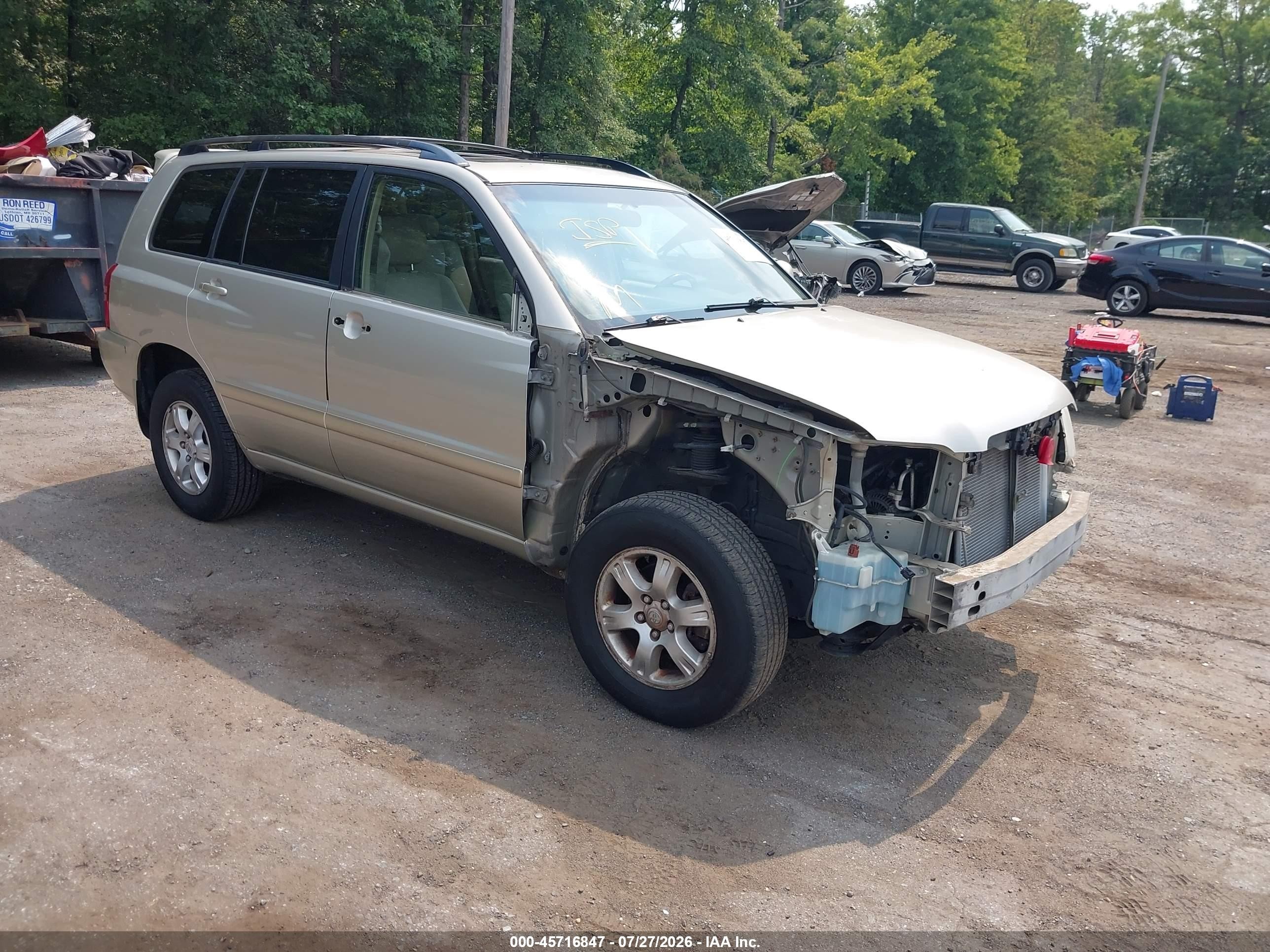 2002 Toyota Highlander V6 Beige vin: JTEHF21A720051398