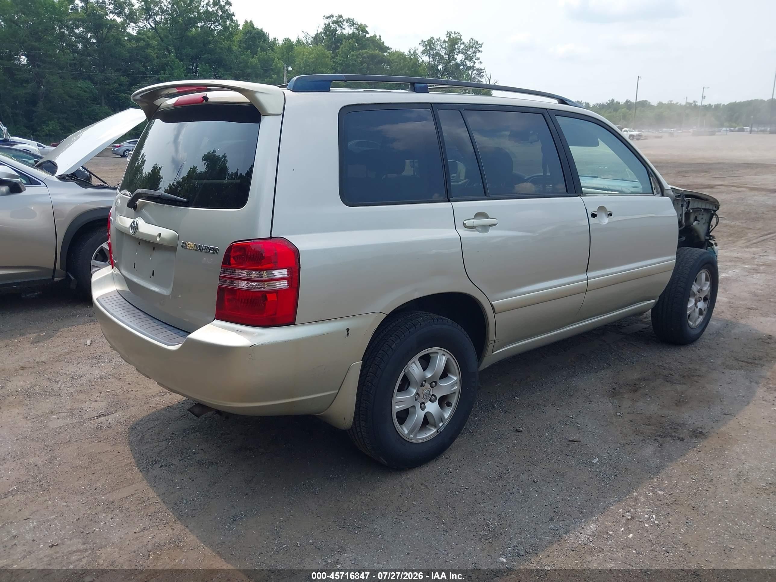 2002 Toyota Highlander V6 Beige vin: JTEHF21A720051398