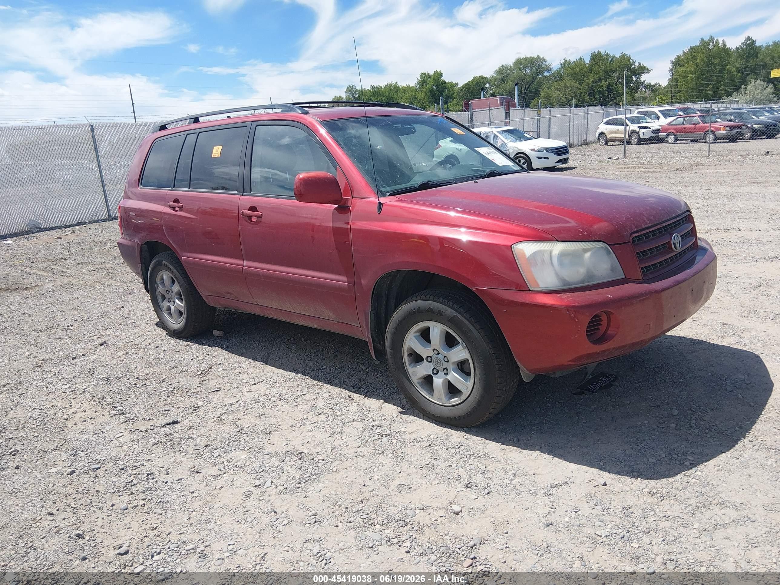 2002 Toyota Highlander   Red vin: JTEHF21A920042380