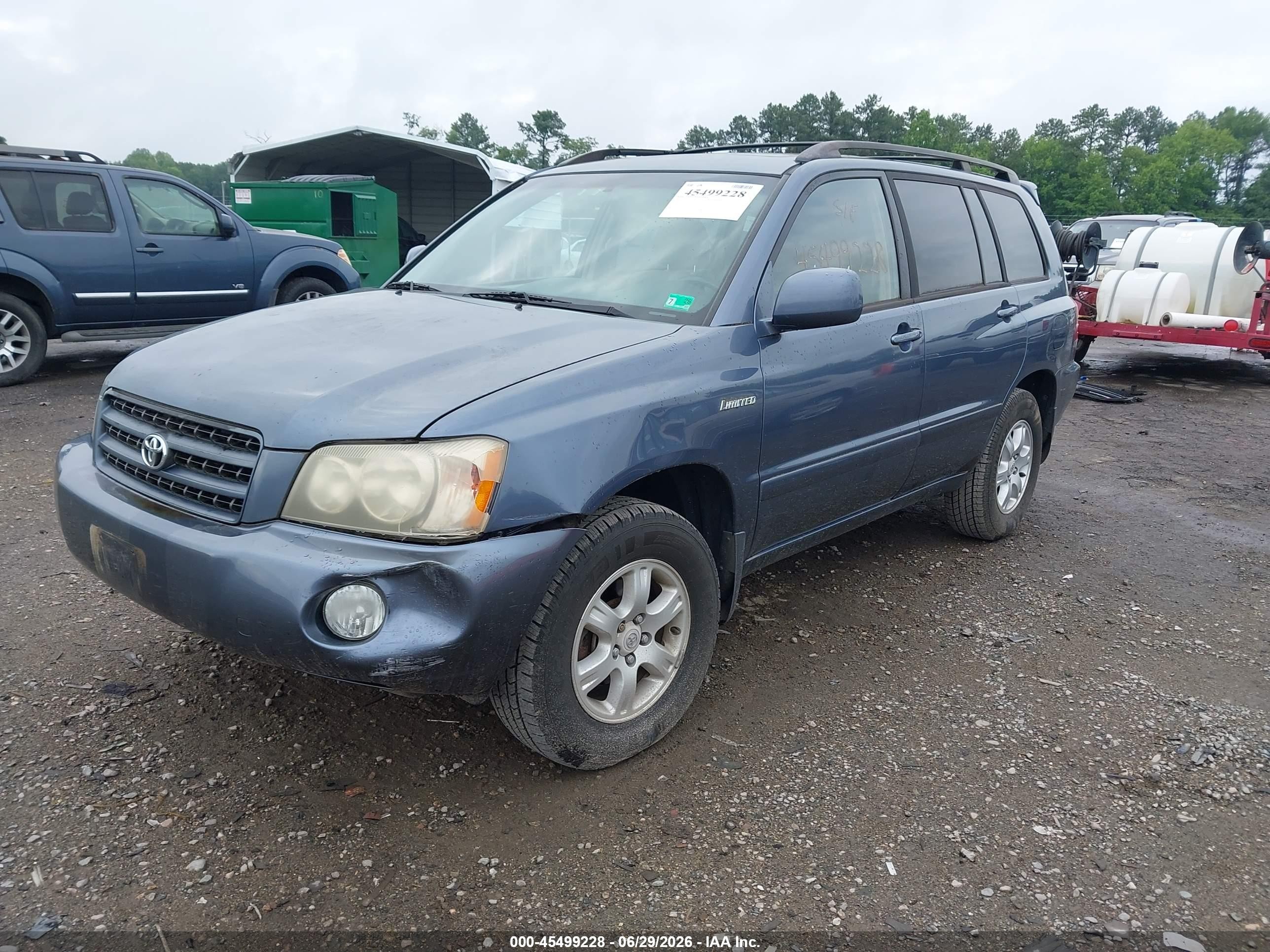 2003 Toyota Highlander Limited V6 Blue vin: JTEHF21A930129410