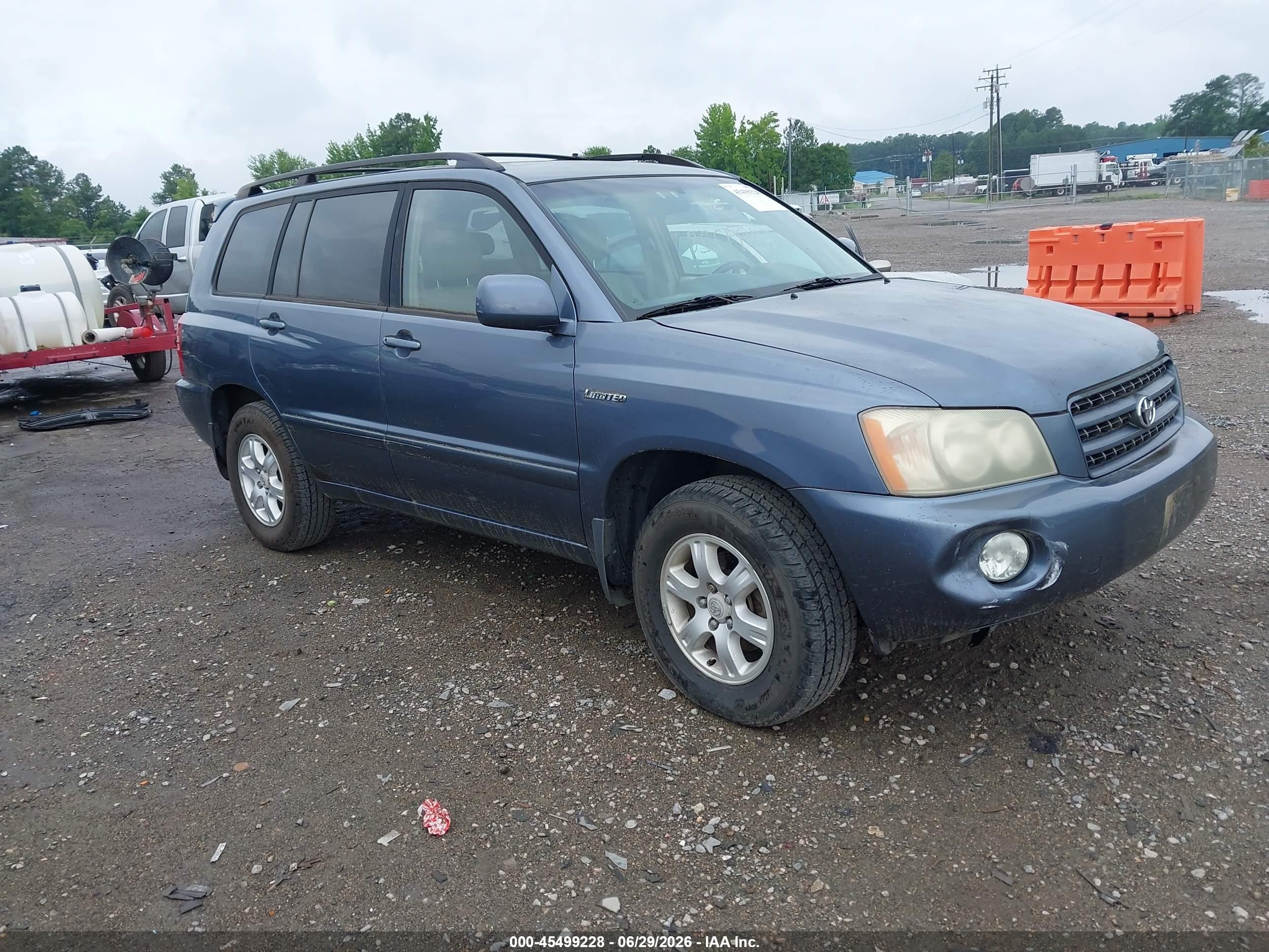 2003 Toyota Highlander Limited V6 Blue vin: JTEHF21A930129410
