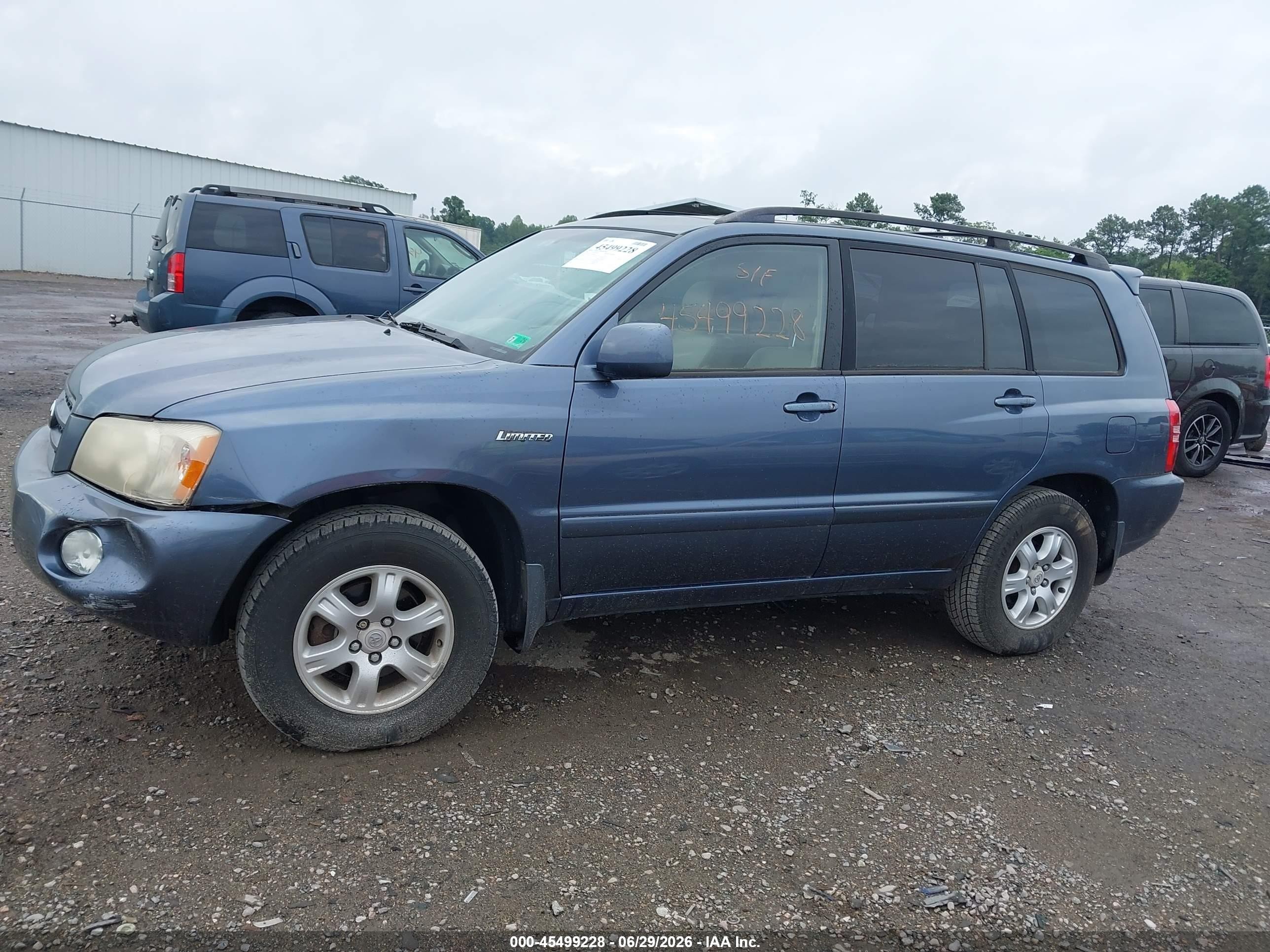 2003 Toyota Highlander Limited V6 Blue vin: JTEHF21A930129410