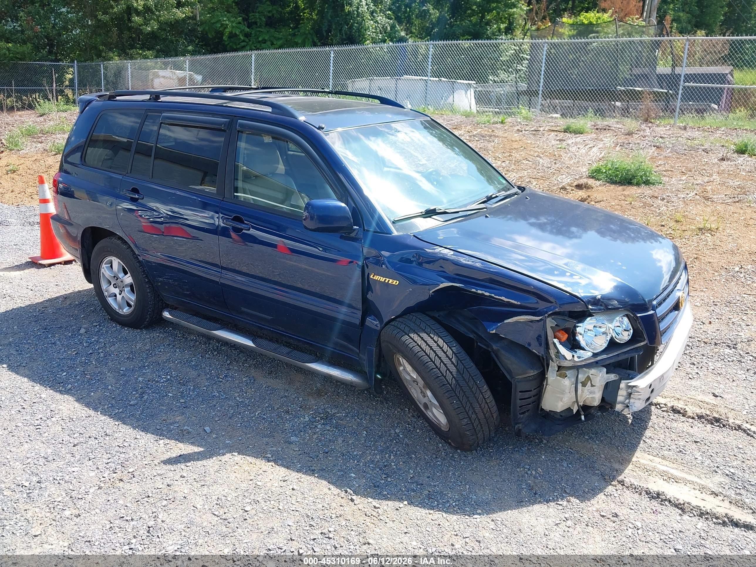 2001 Toyota Highlander V6 Blue vin: JTEHF21AX10022394