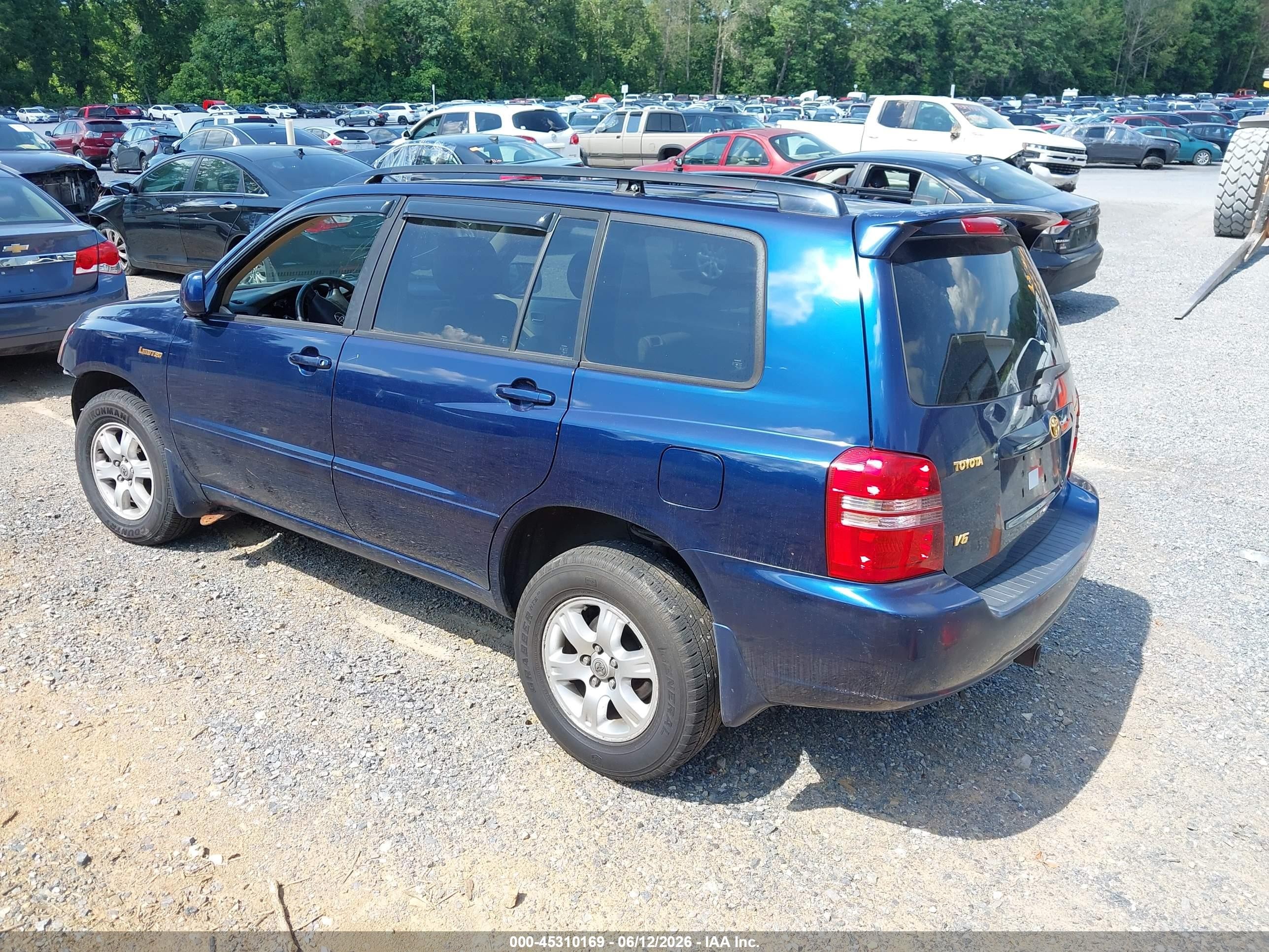 2001 Toyota Highlander V6 Blue vin: JTEHF21AX10022394