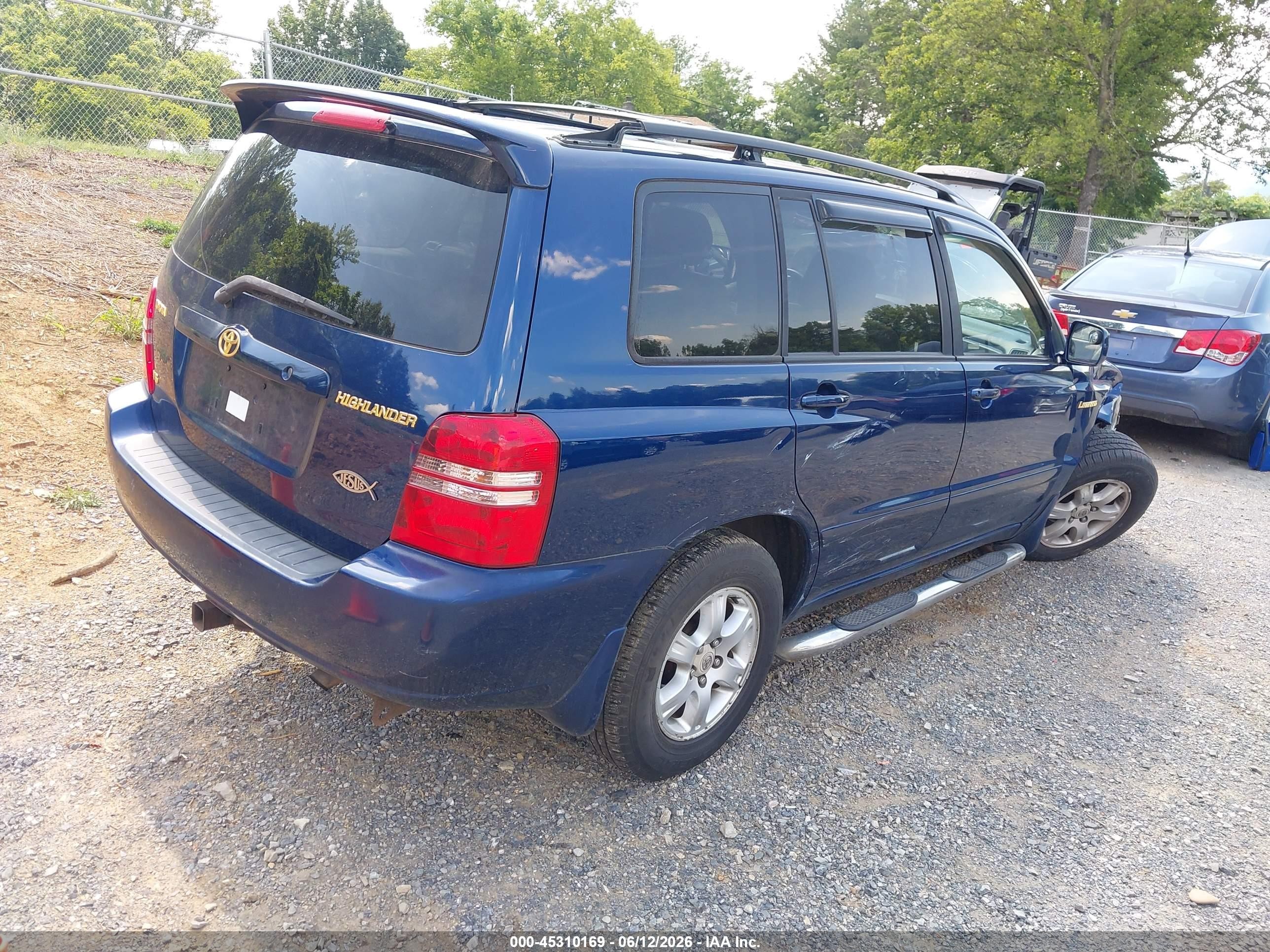 2001 Toyota Highlander V6 Blue vin: JTEHF21AX10022394