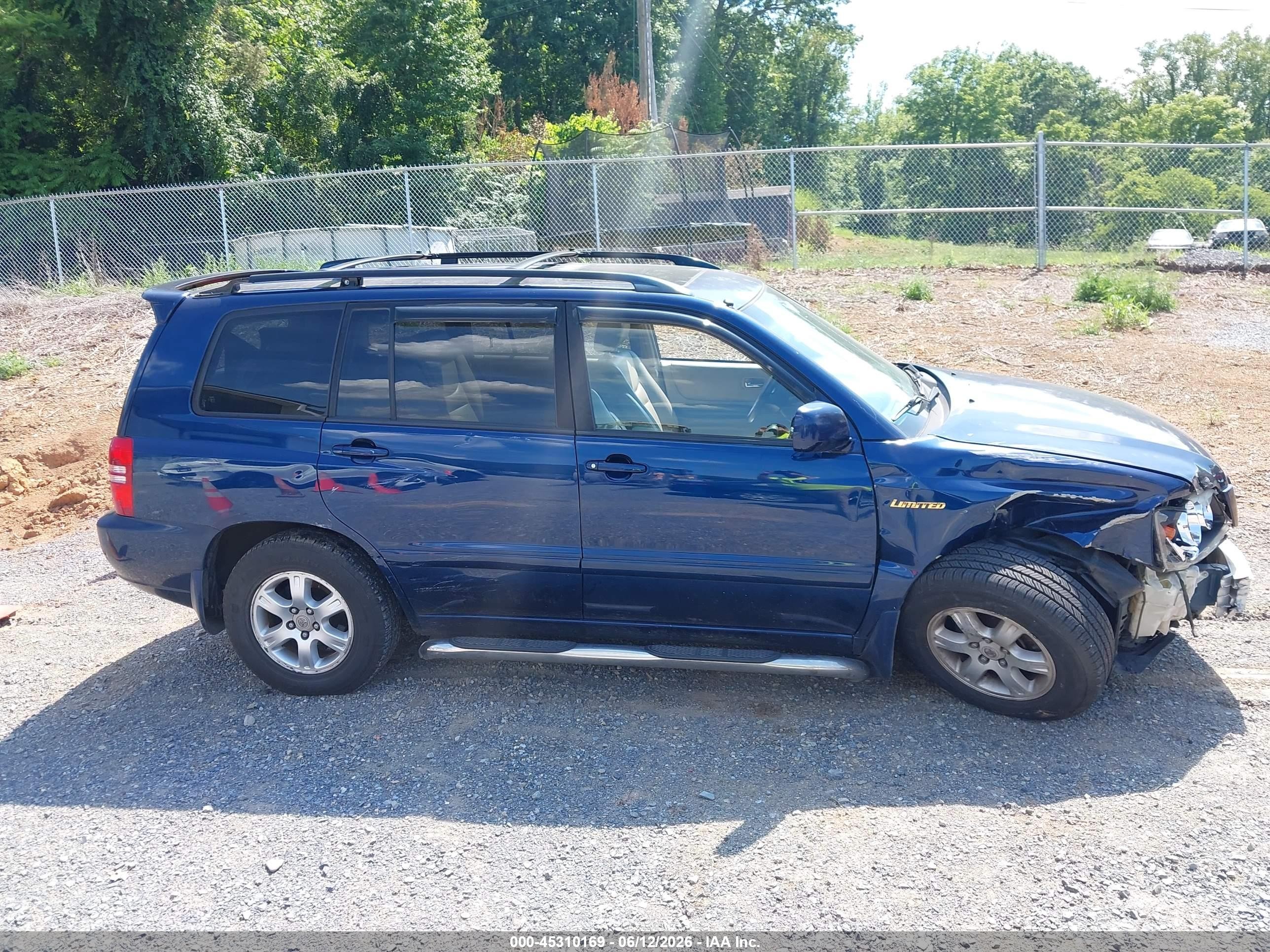 2001 Toyota Highlander V6 Blue vin: JTEHF21AX10022394