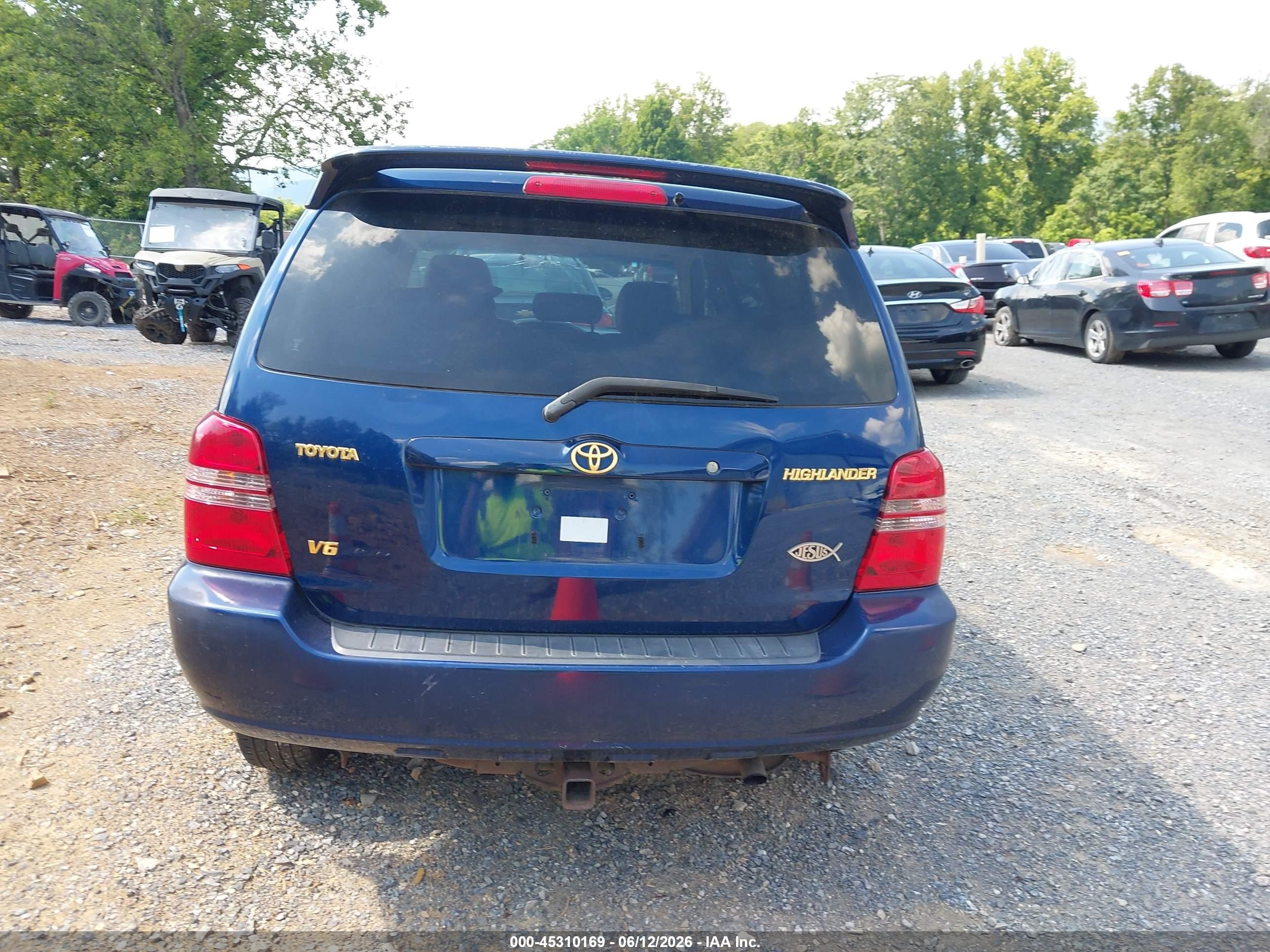 2001 Toyota Highlander V6 Blue vin: JTEHF21AX10022394