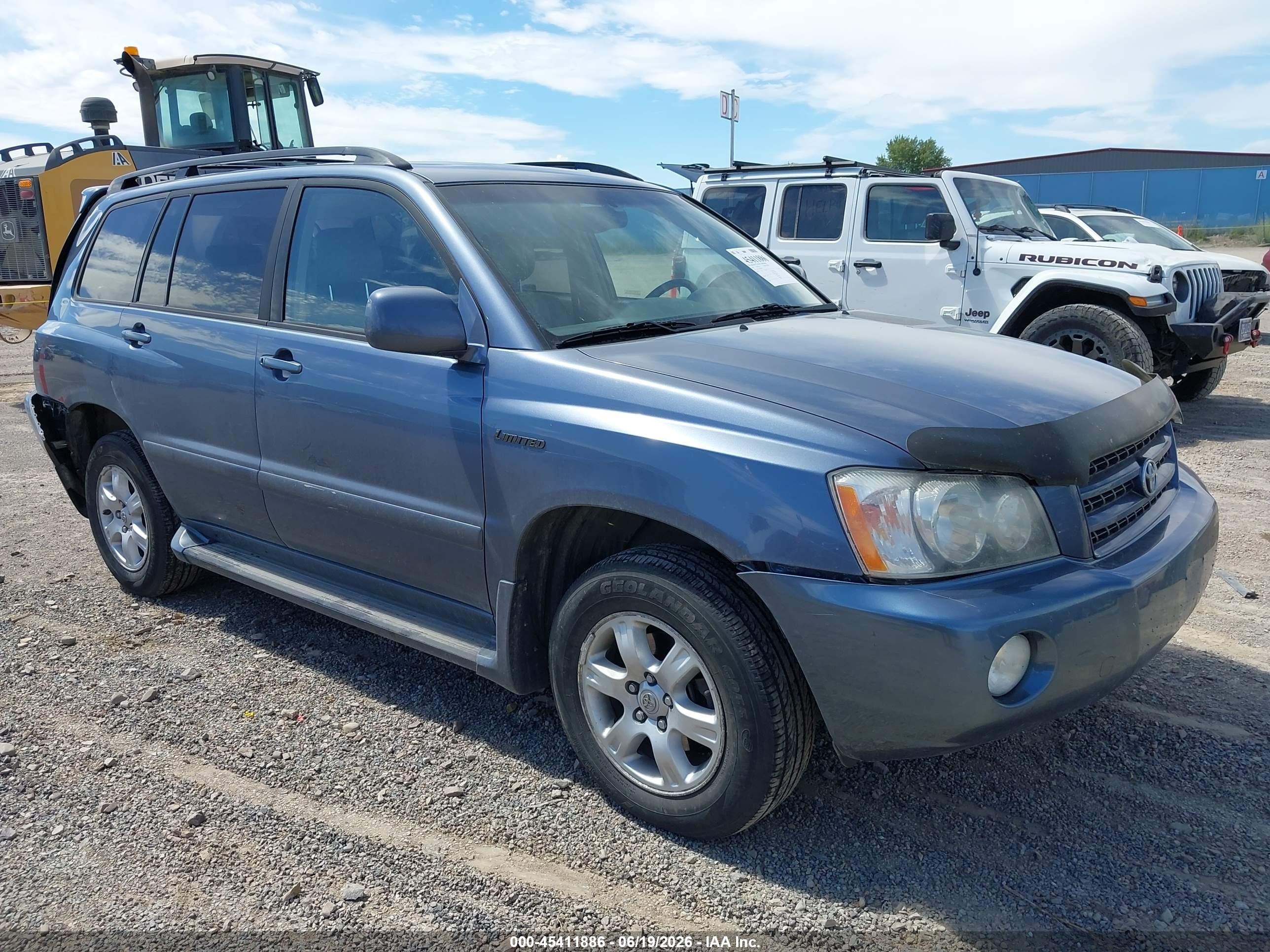 2002 Toyota Highlander Limited V6 Blue vin: JTEHF21AX20096044