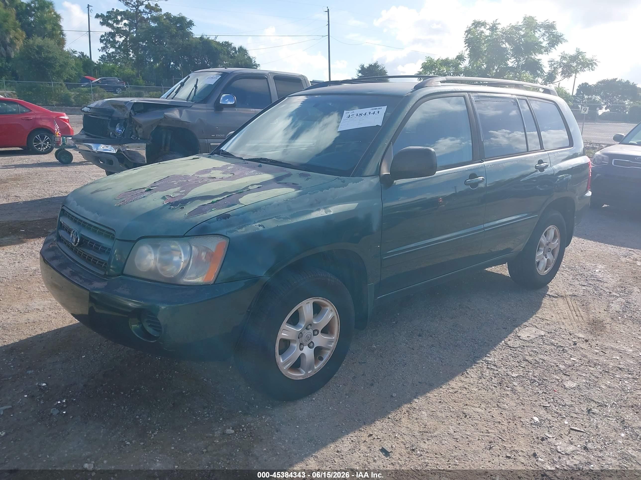 2003 Toyota Highlander V6 Green vin: JTEHF21AX30130338