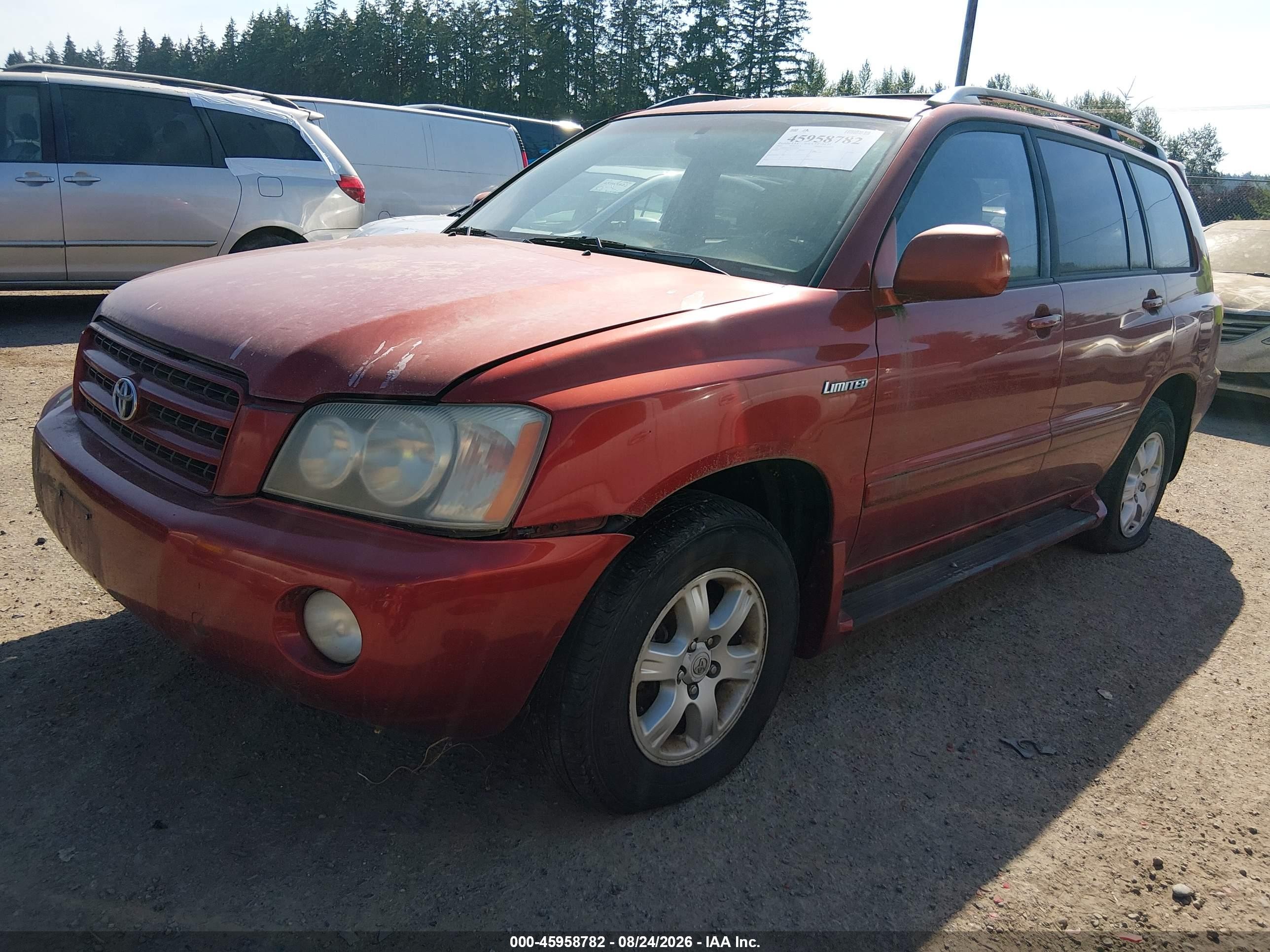 2003 Toyota Highlander Limited V6 Red vin: JTEHF21AX30140237