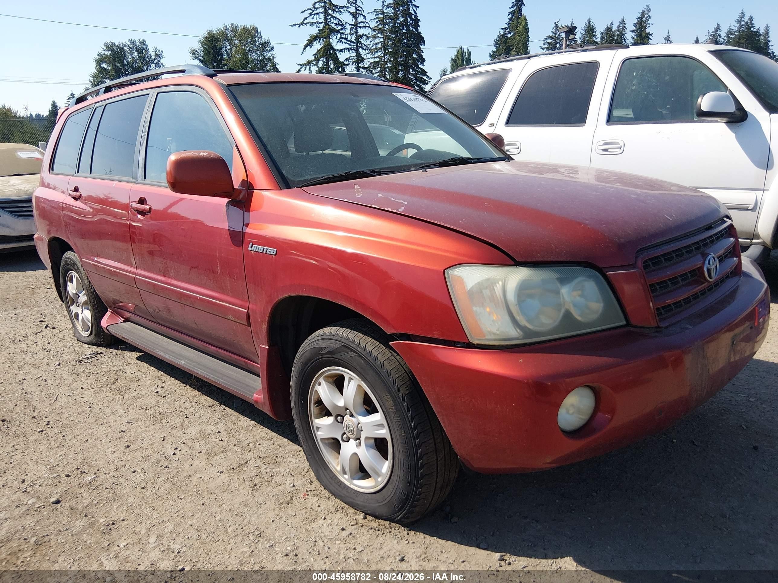 2003 Toyota Highlander Limited V6 Red vin: JTEHF21AX30140237