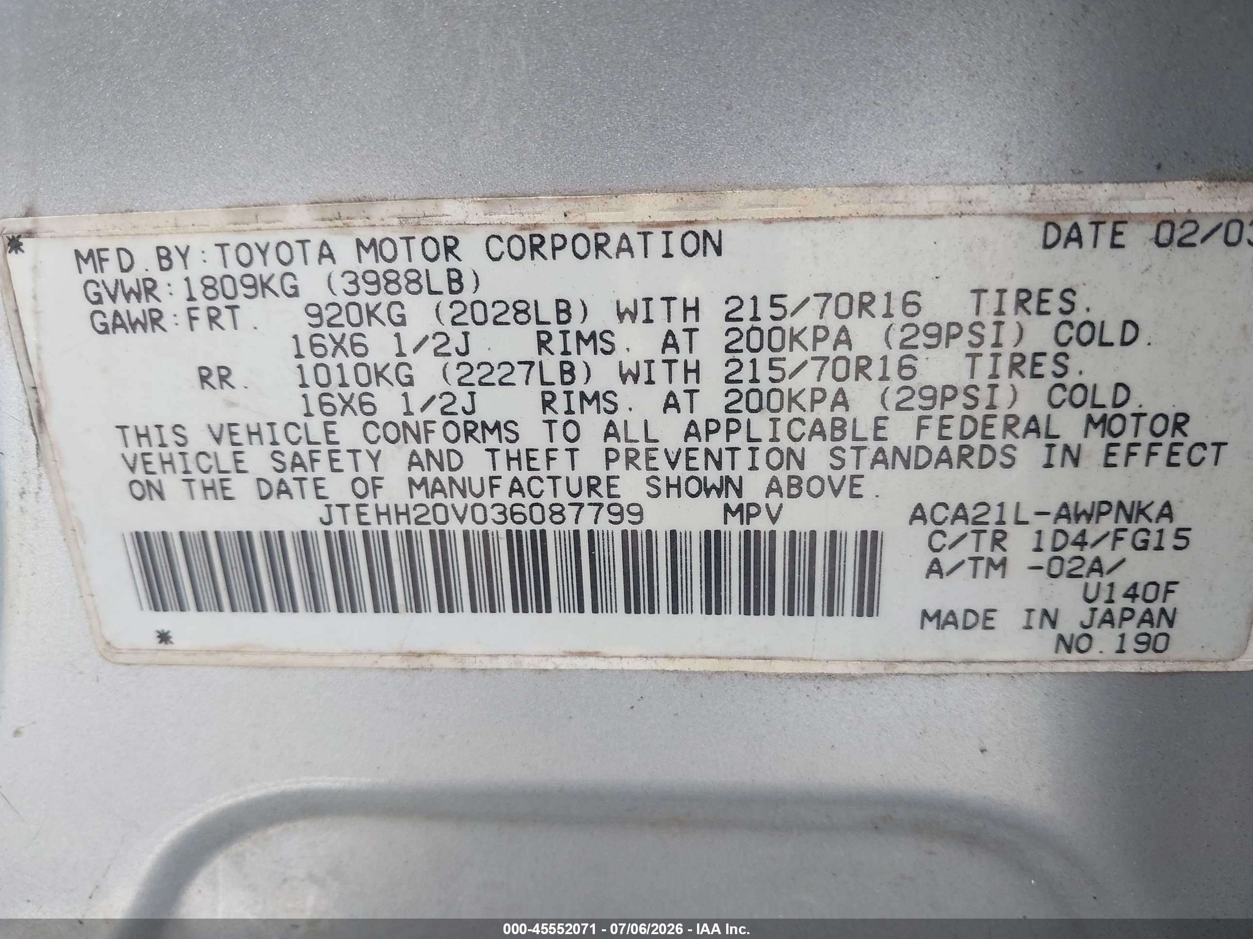 2003 Toyota Rav4   Silver vin: JTEHH20V036087799