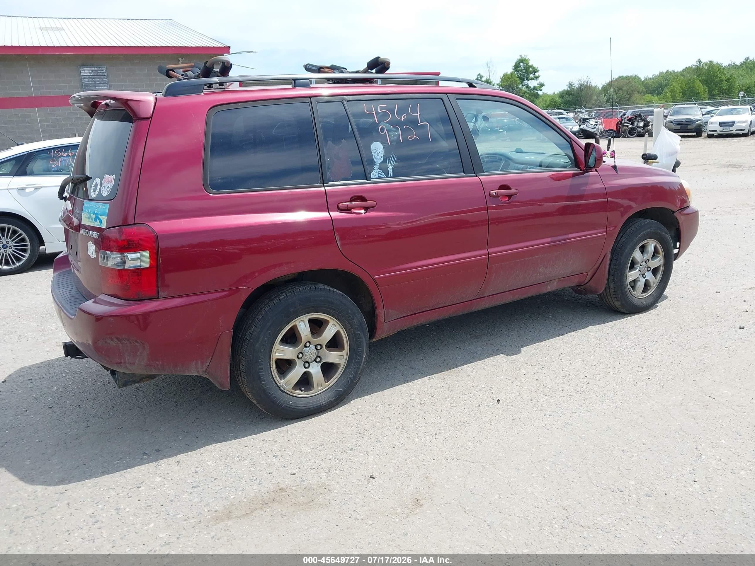 2007 Toyota Highlander V6 (2 Rows) (a5) Maroon vin: JTEHP21A770207606