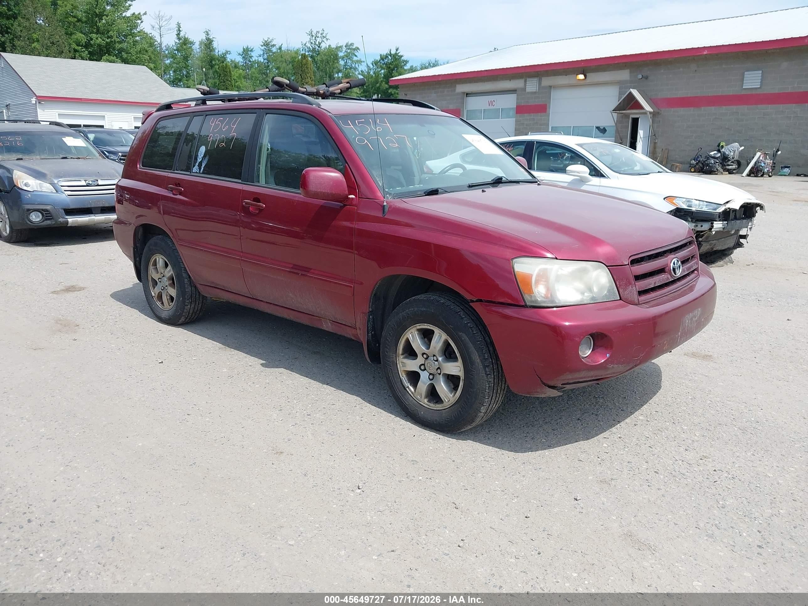 2007 Toyota Highlander V6 (2 Rows) (a5) Maroon vin: JTEHP21A770207606