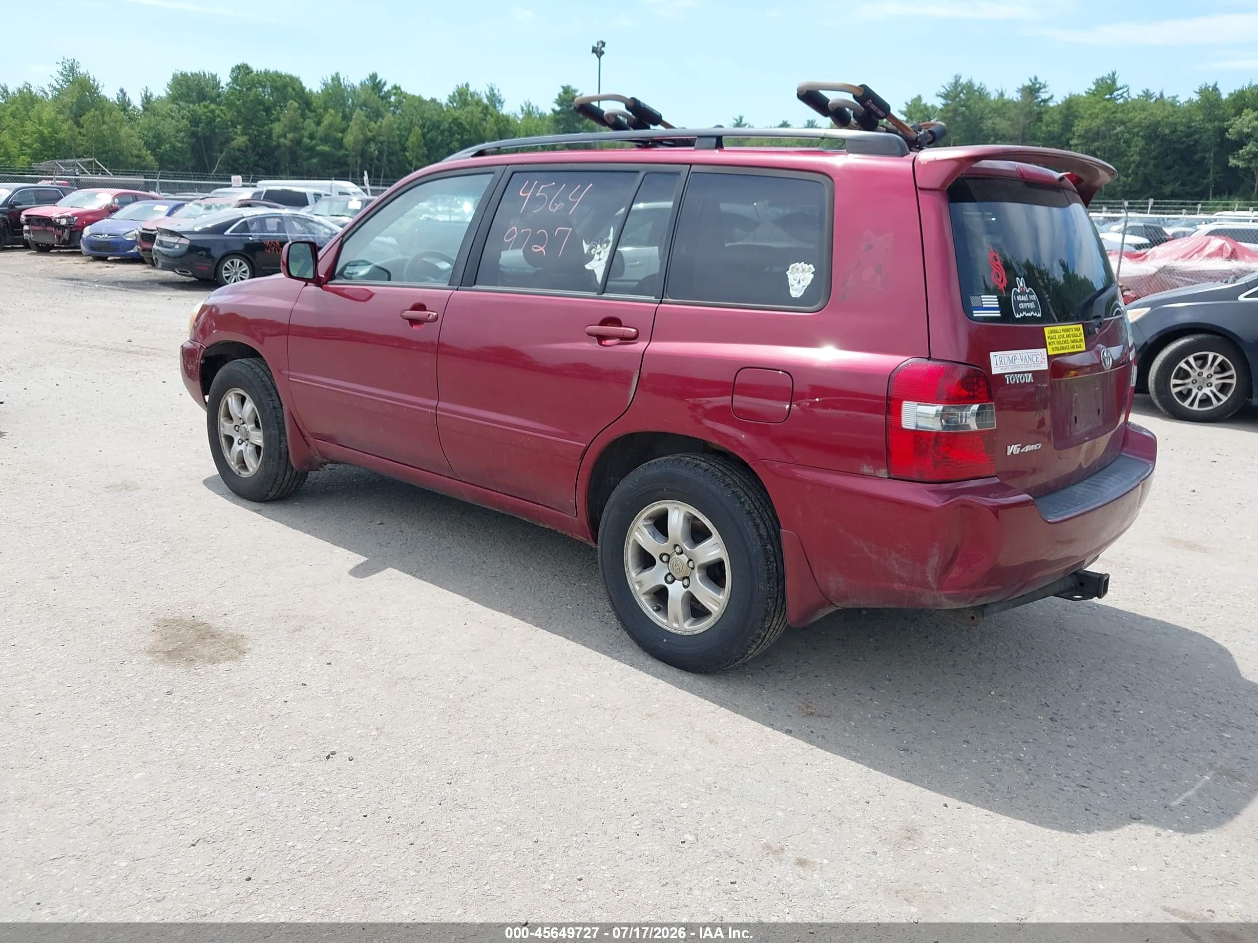 2007 Toyota Highlander V6 (2 Rows) (a5) Maroon vin: JTEHP21A770207606