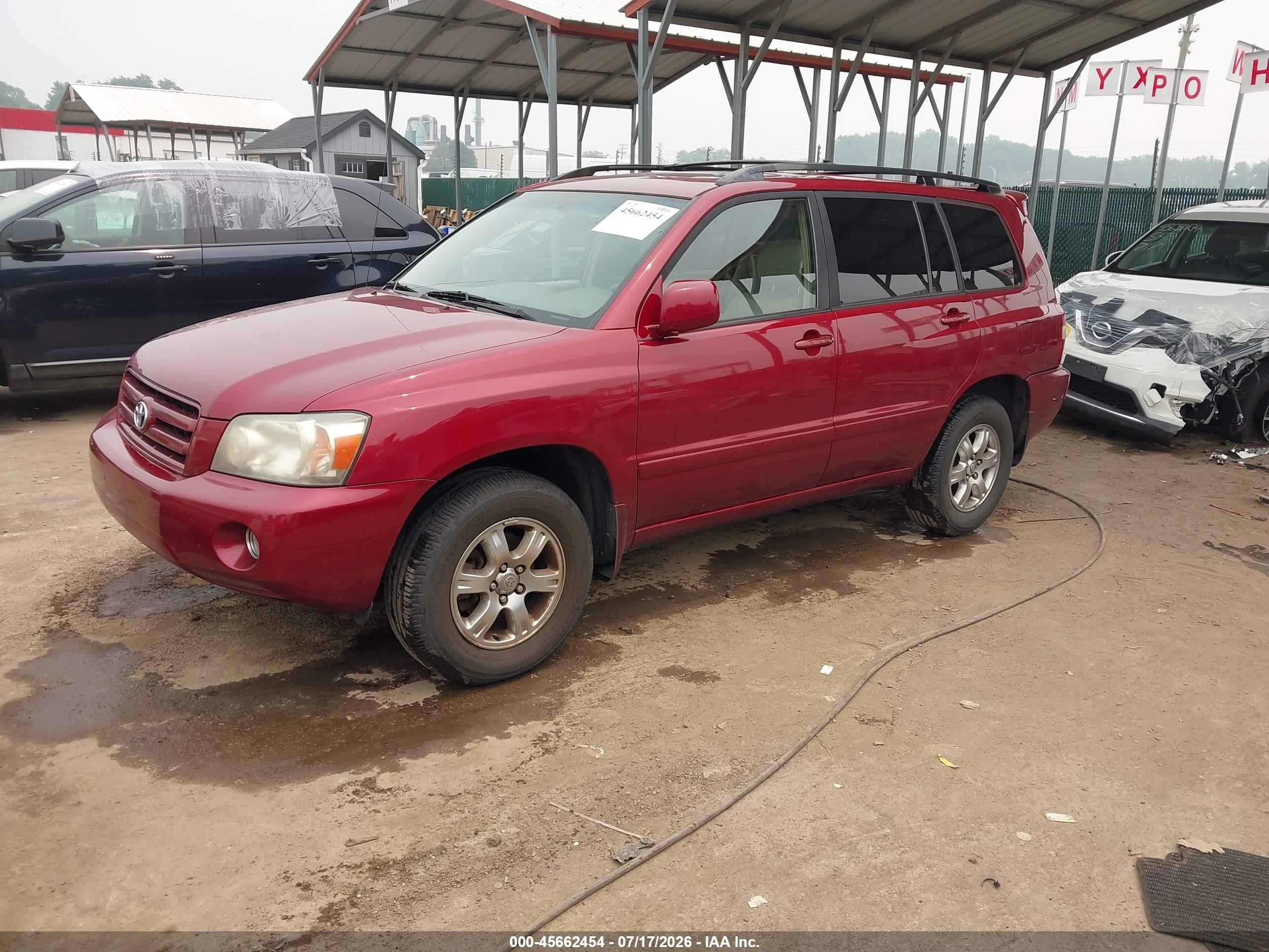 2007 Toyota Highlander V6 (2 Rows) (a5) Red vin: JTEHP21A770216712