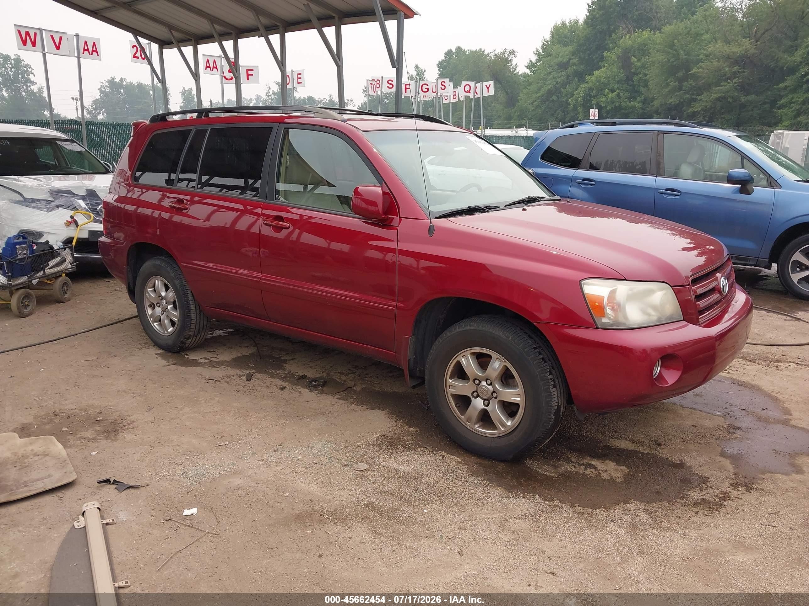 2007 Toyota Highlander V6 (2 Rows) (a5) Red vin: JTEHP21A770216712