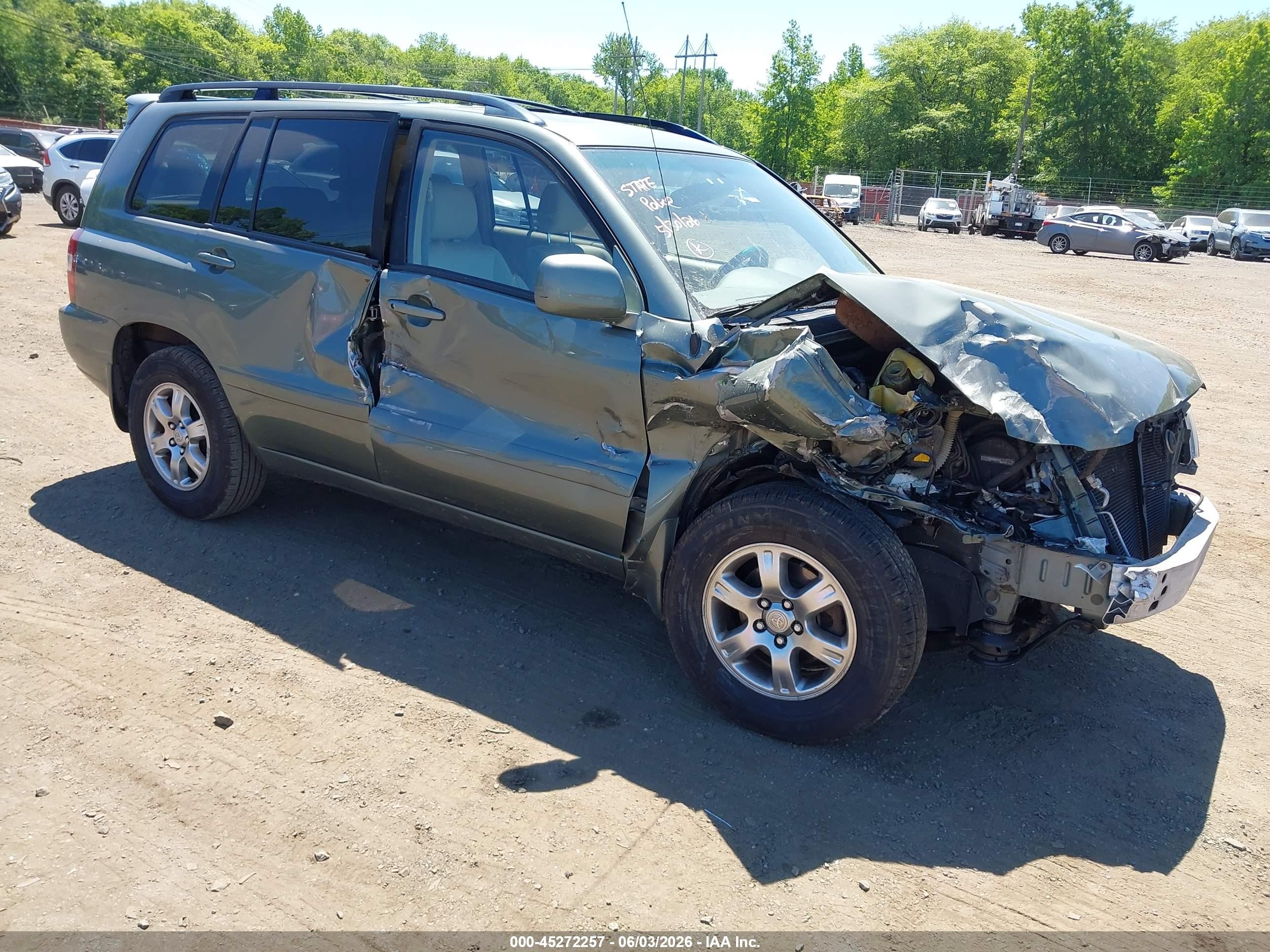 2007 Toyota Highlander V6 Green vin: JTEHP21AX70216901