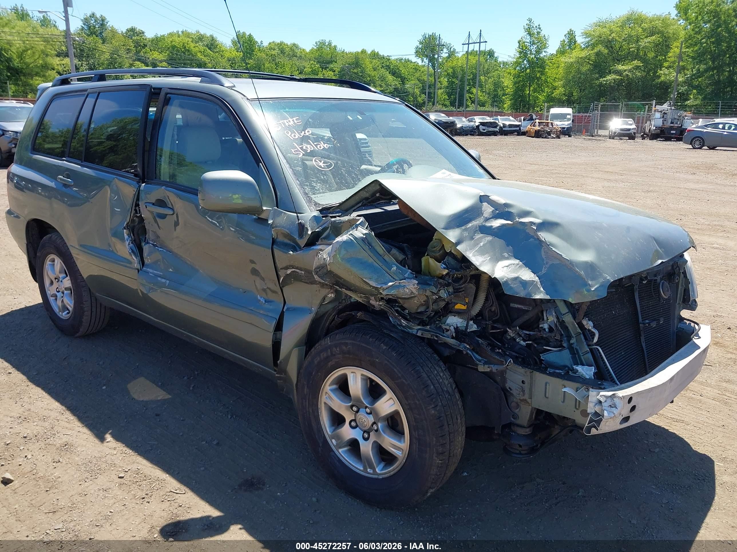 2007 Toyota Highlander V6 Green vin: JTEHP21AX70216901