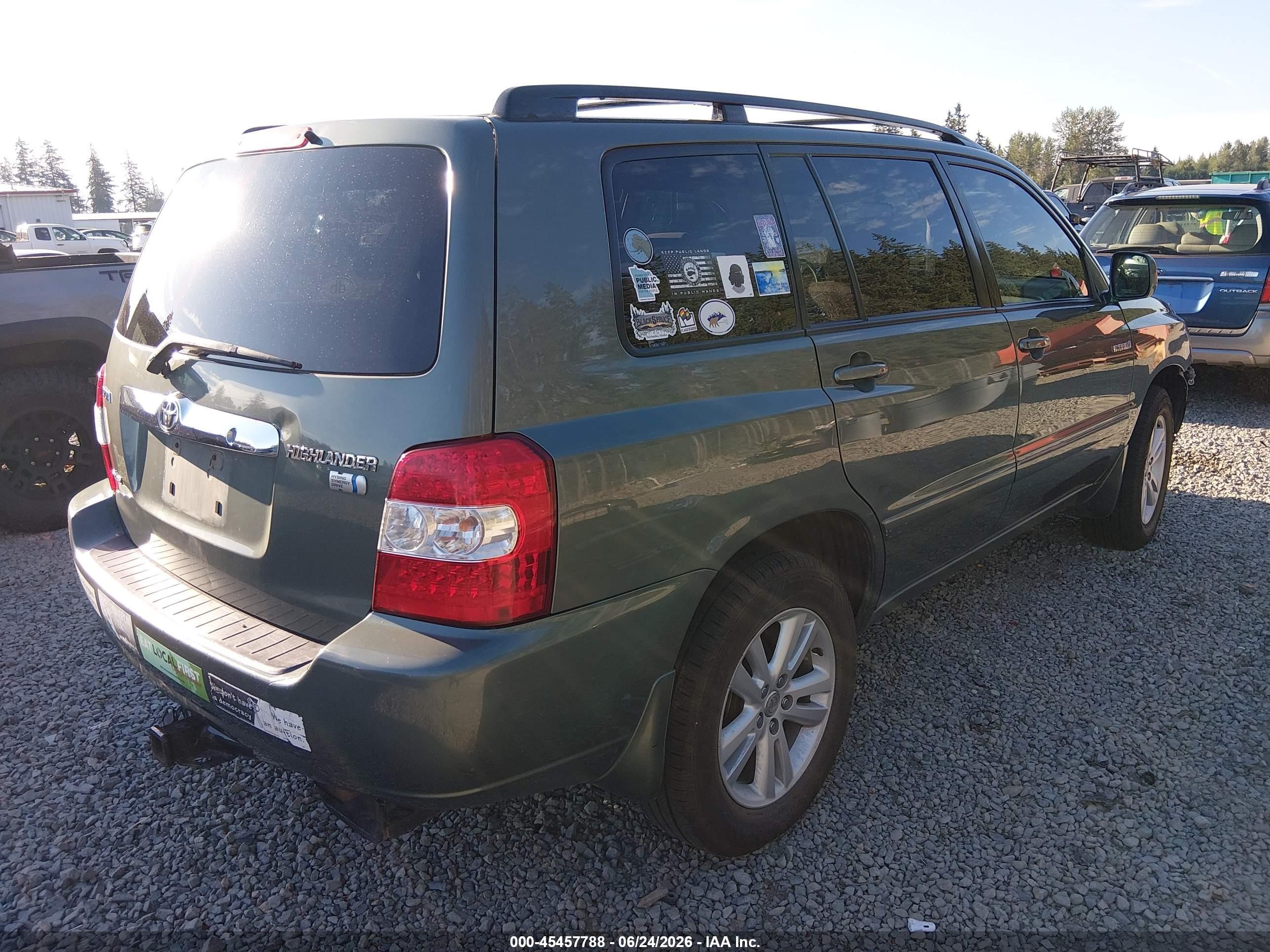 2007 Toyota Highlander Hybrid V6 Green vin: JTEHW21A570040357