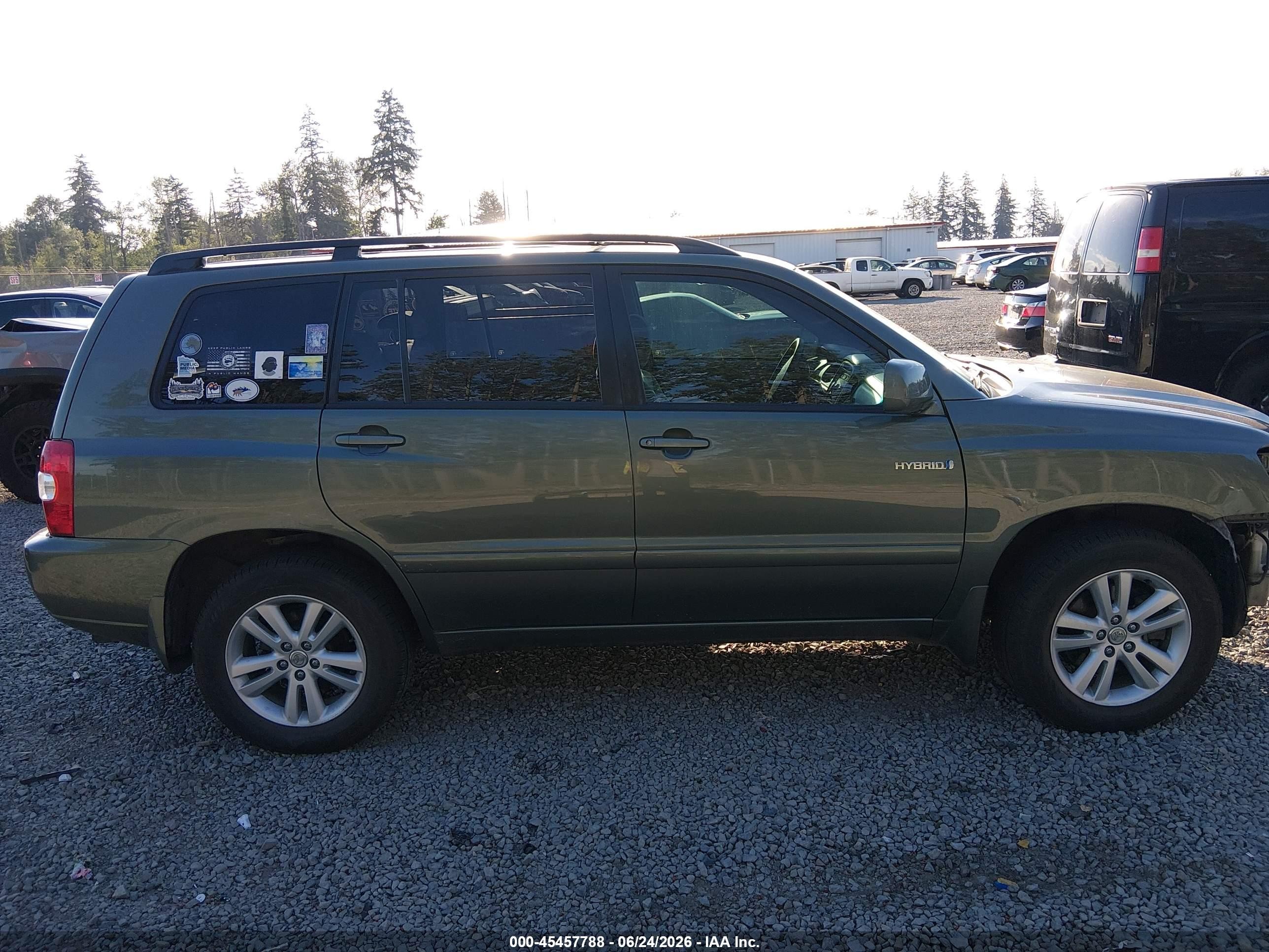 2007 Toyota Highlander Hybrid V6 Green vin: JTEHW21A570040357