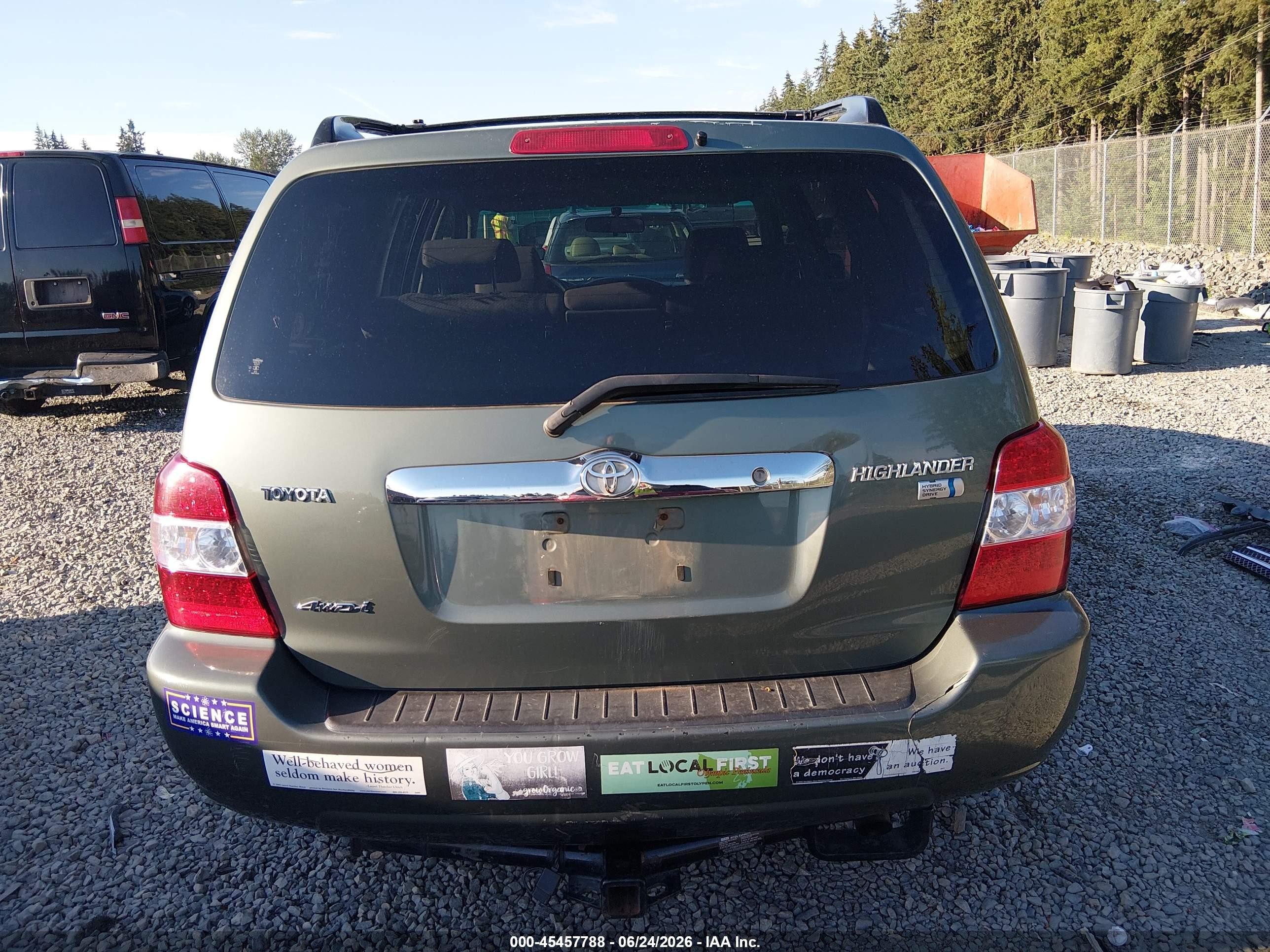 2007 Toyota Highlander Hybrid V6 Green vin: JTEHW21A570040357