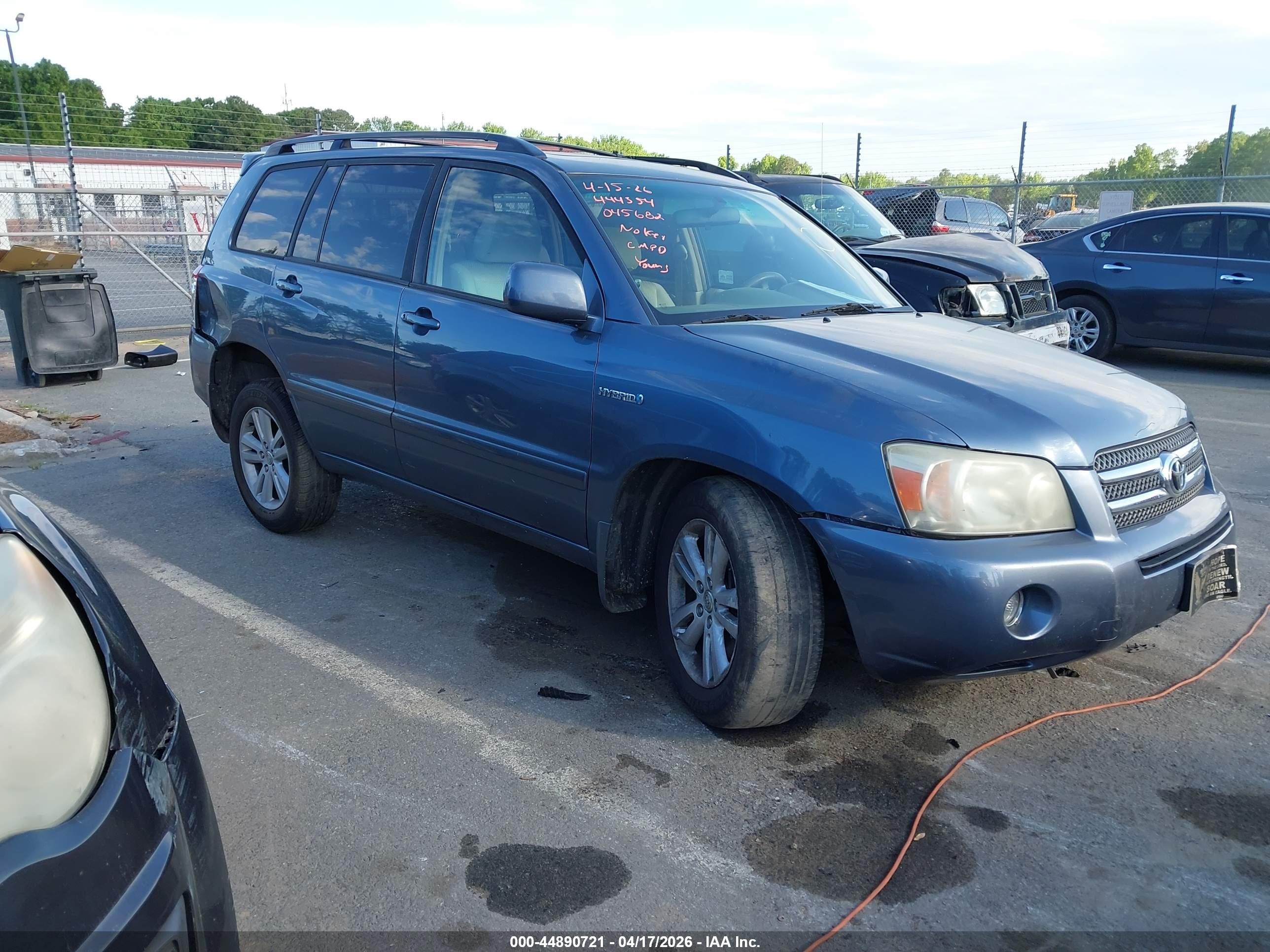 2007 Toyota Highlander Hybrid V6 Light Blue vin: JTEHW21A870045682