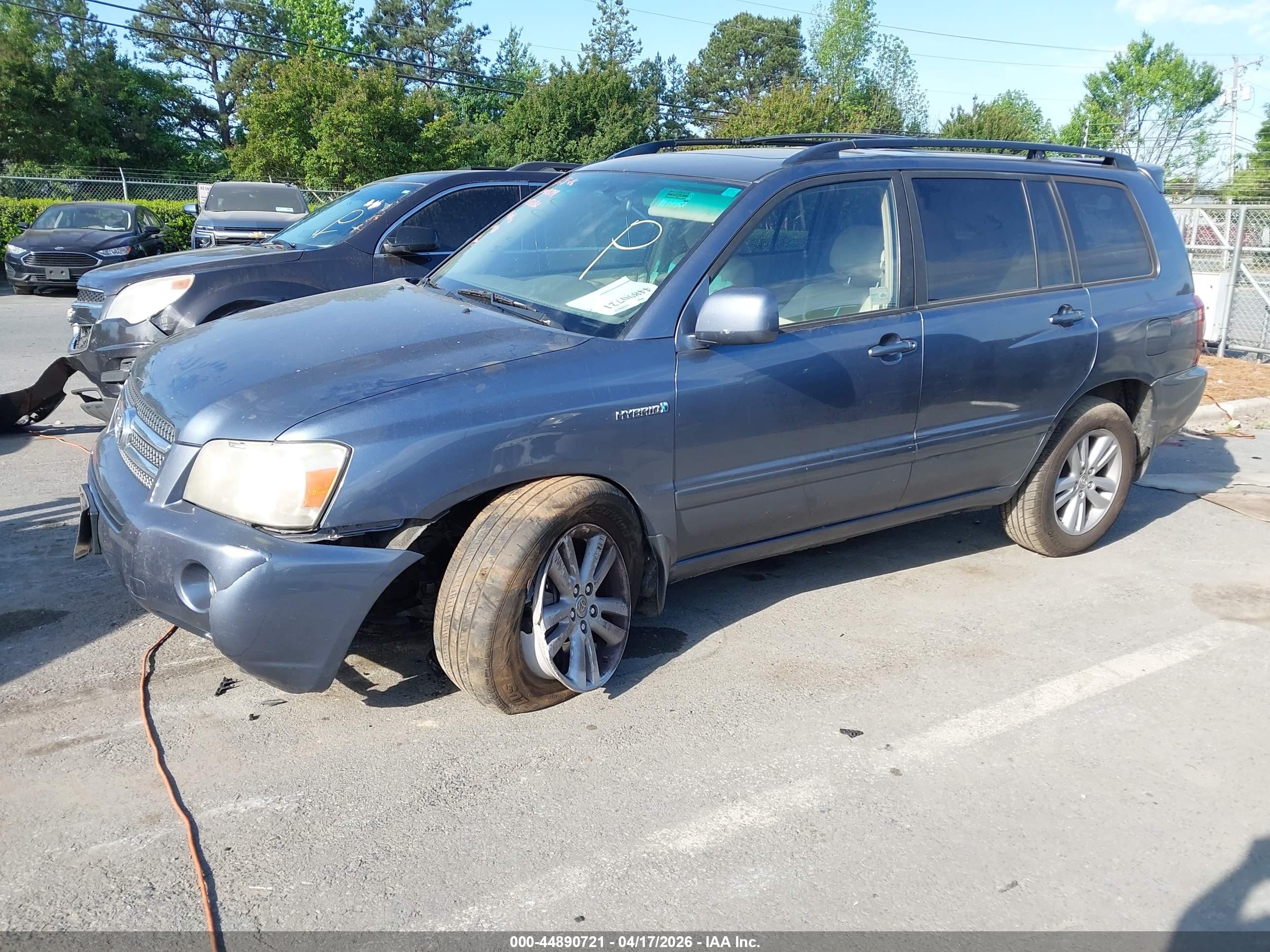 2007 Toyota Highlander Hybrid V6 Light Blue vin: JTEHW21A870045682