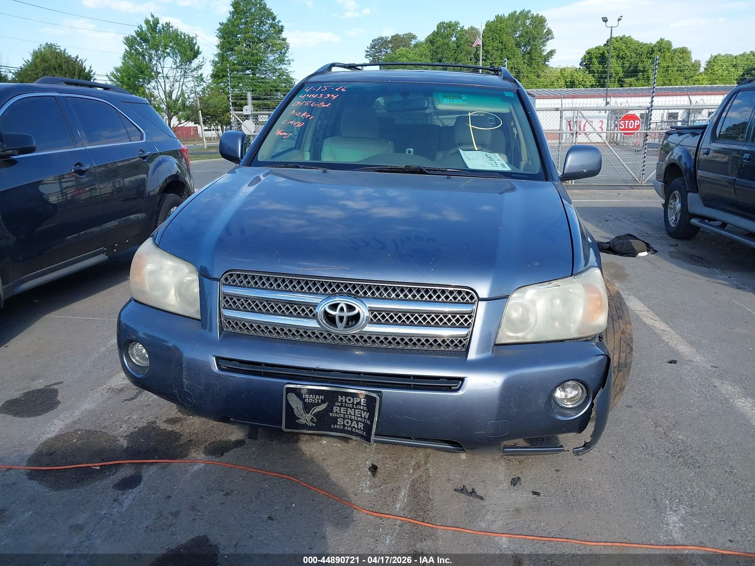 2007 Toyota Highlander Hybrid V6 Light Blue vin: JTEHW21A870045682