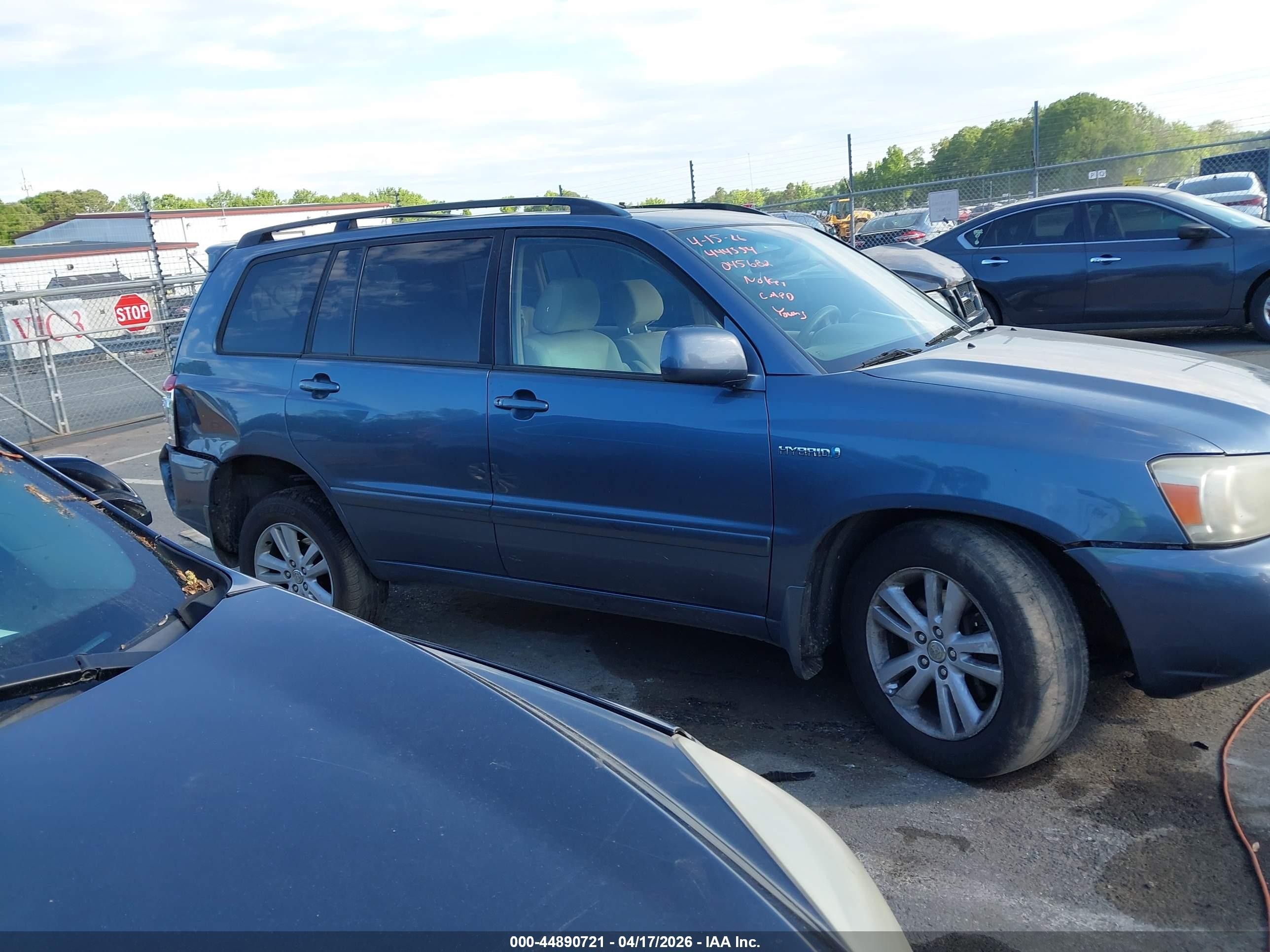 2007 Toyota Highlander Hybrid V6 Light Blue vin: JTEHW21A870045682