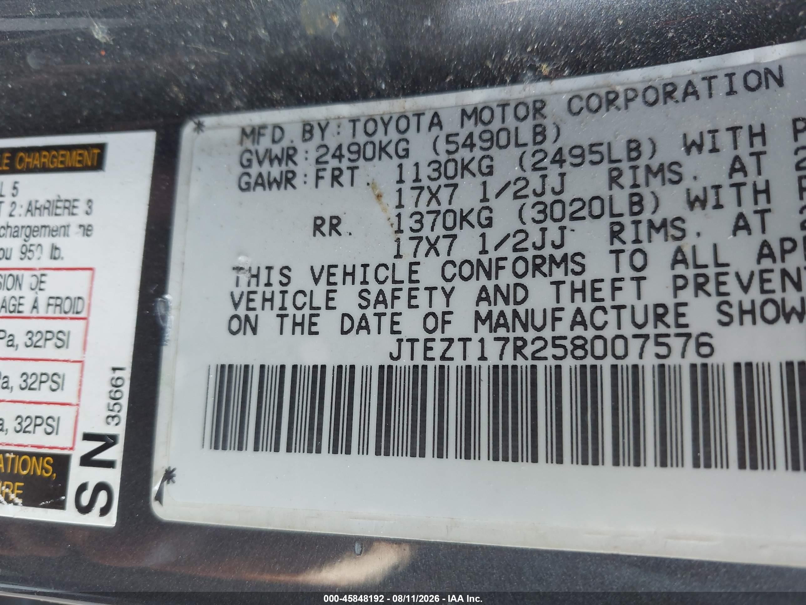 2005 Toyota 4runner Limited V8 Blue vin: JTEZT17R258007576