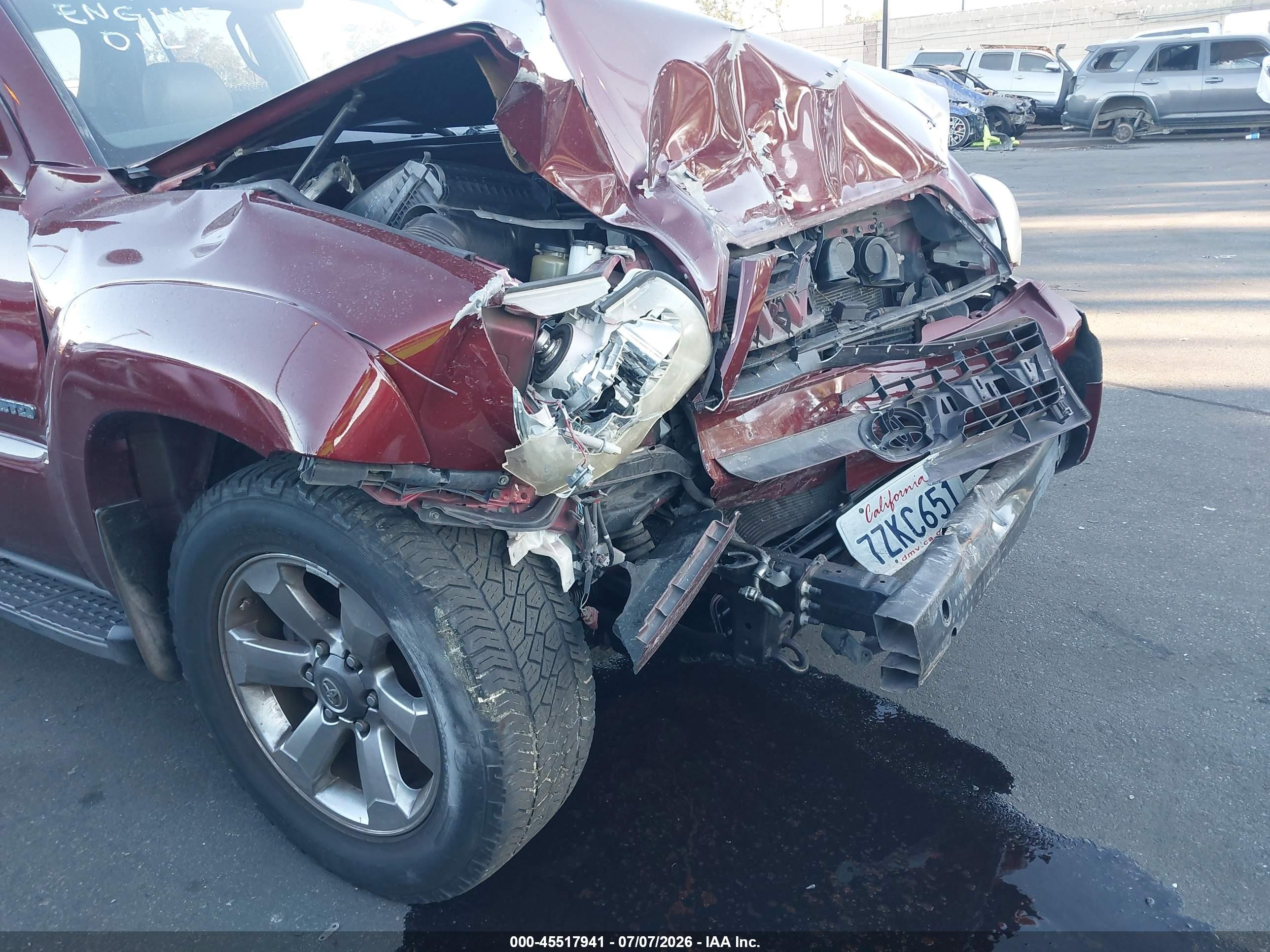 2006 Toyota 4runner Limited V8 Burgundy vin: JTEZT17R668010322