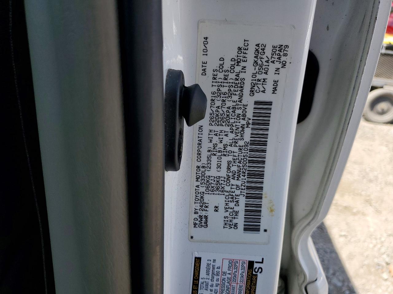 2005 Toyota 4runner Sr5 White vin: JTEZU14R250051092