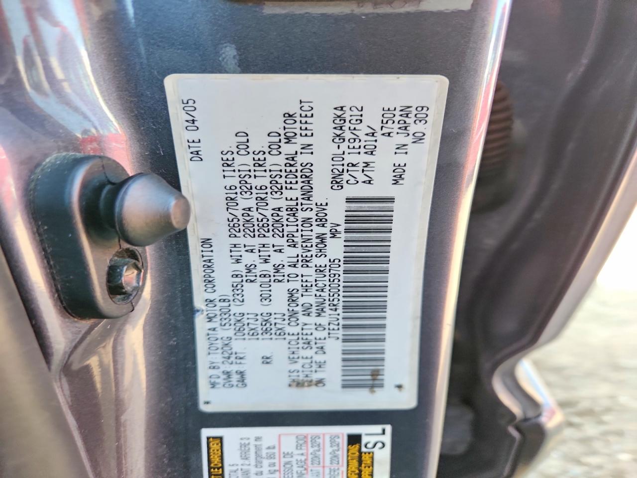 2005 Toyota 4runner Sr5 Синий vin: JTEZU14R550059705