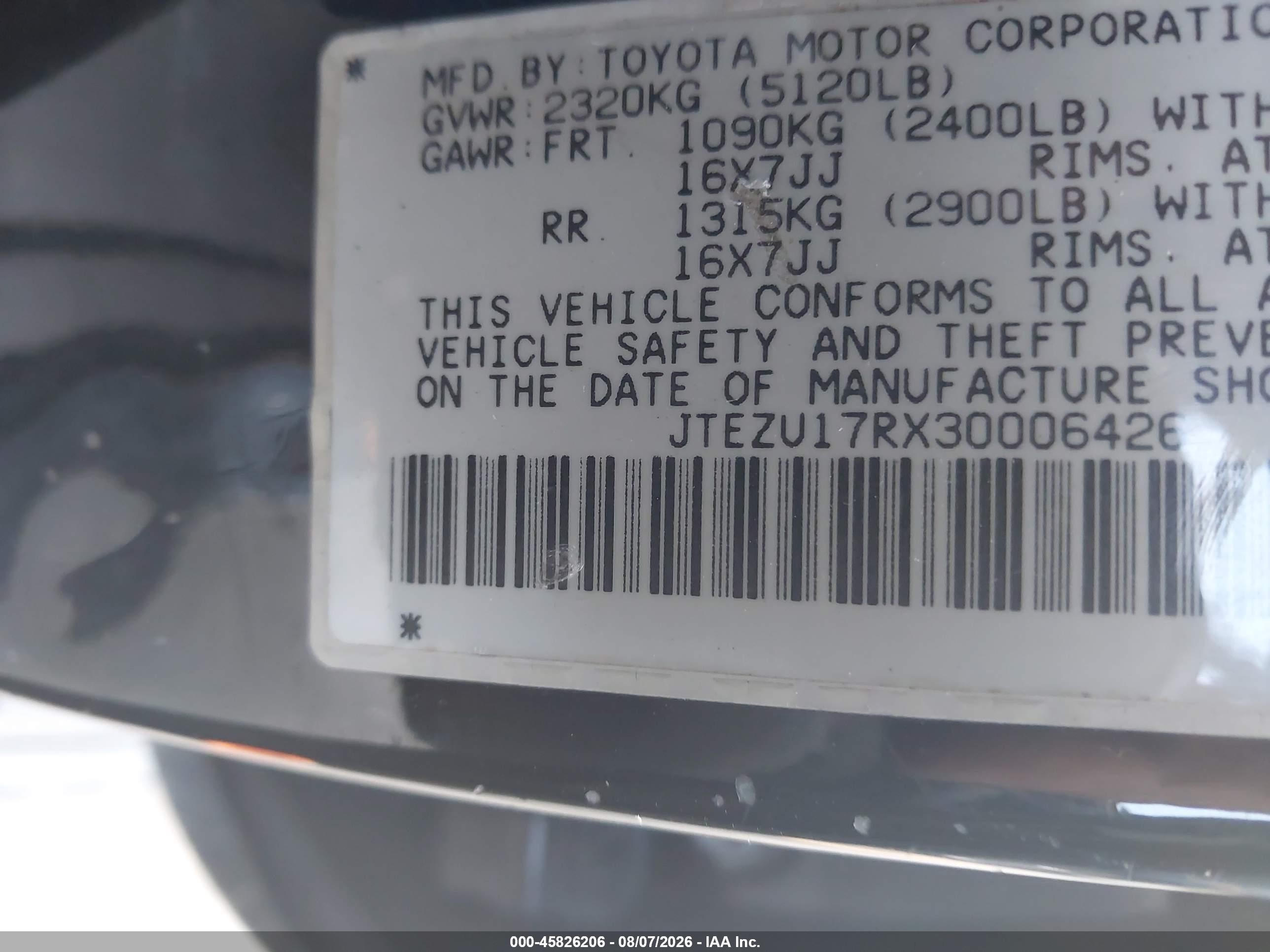 2003 Toyota 4runner Limited V6 Black vin: JTEZU17RX30006426