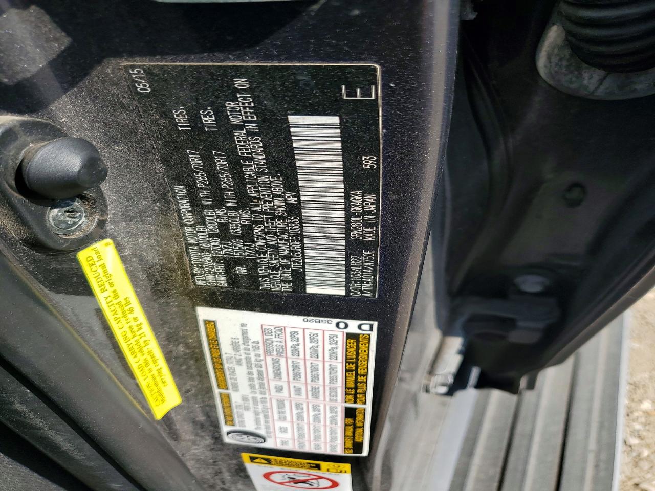2015 Toyota 4runner Sr5 Premium Угольный vin: JTEZU5JR0F5103836