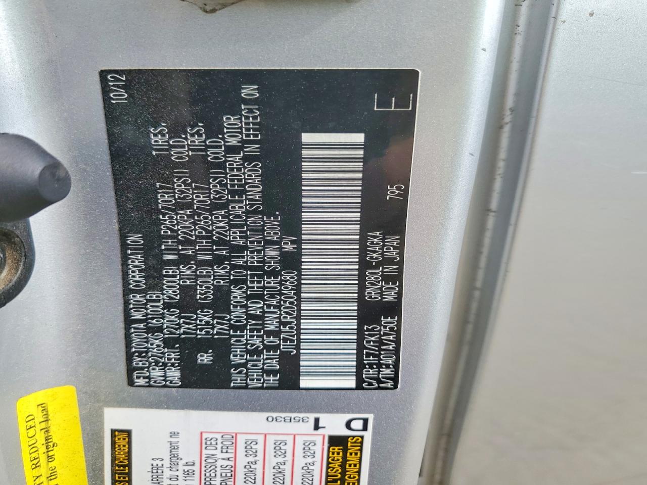 2013 Toyota 4runner Sr5 Silver vin: JTEZU5JR2D5049680