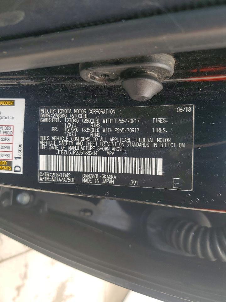 2018 Toyota 4runner Sr5 Premium Black vin: JTEZU5JR2J5188204