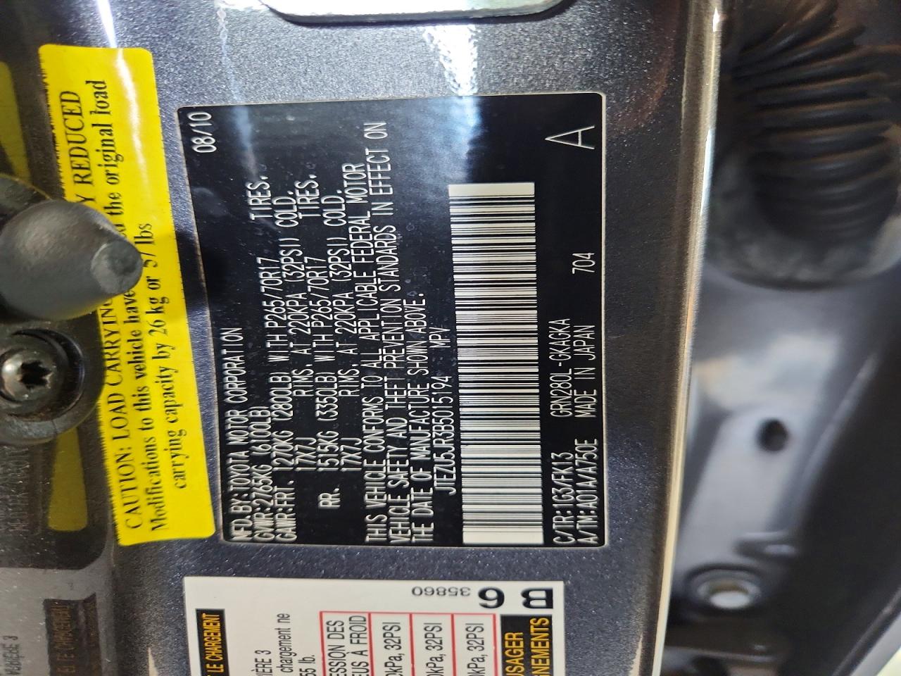 2011 Toyota 4runner Sr5 Gray vin: JTEZU5JR3B5015194