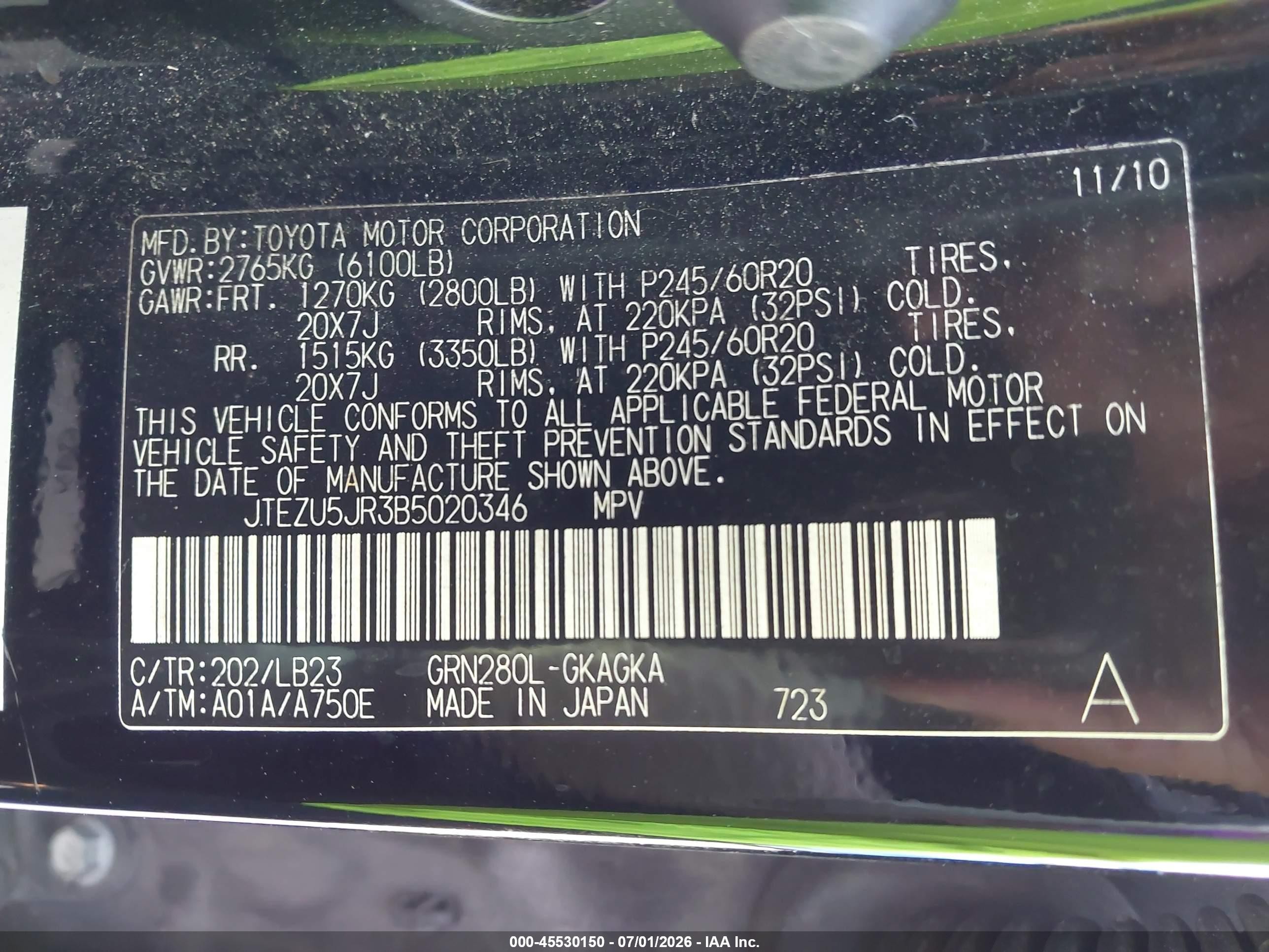 2011 Toyota 4runner Limited V6 Черный vin: JTEZU5JR3B5020346