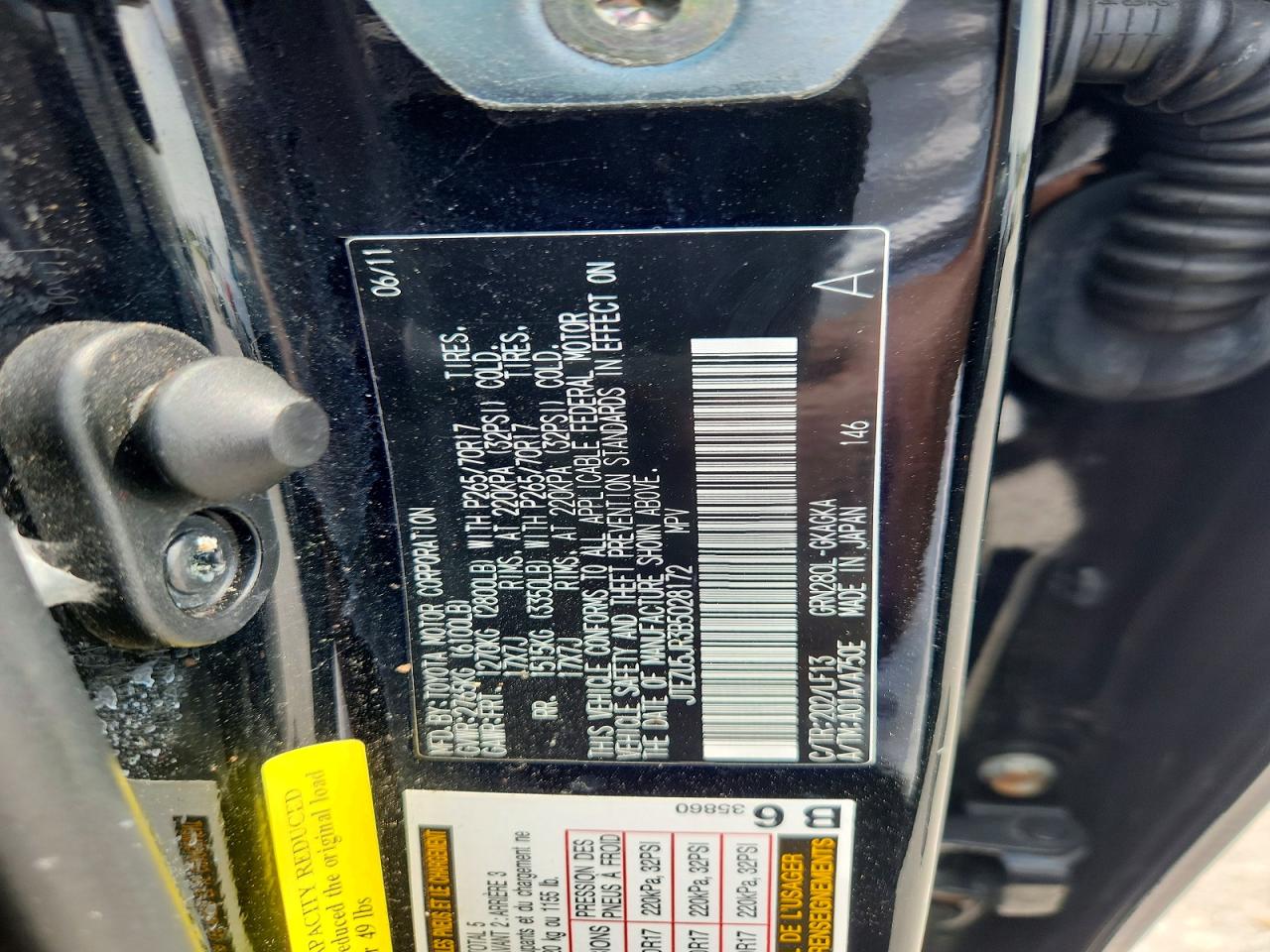 2011 Toyota 4runner Sr5 Black vin: JTEZU5JR3B5028172