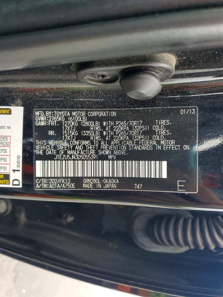 2013 Toyota 4runner Sr5 Black vin: JTEZU5JR3D5055391