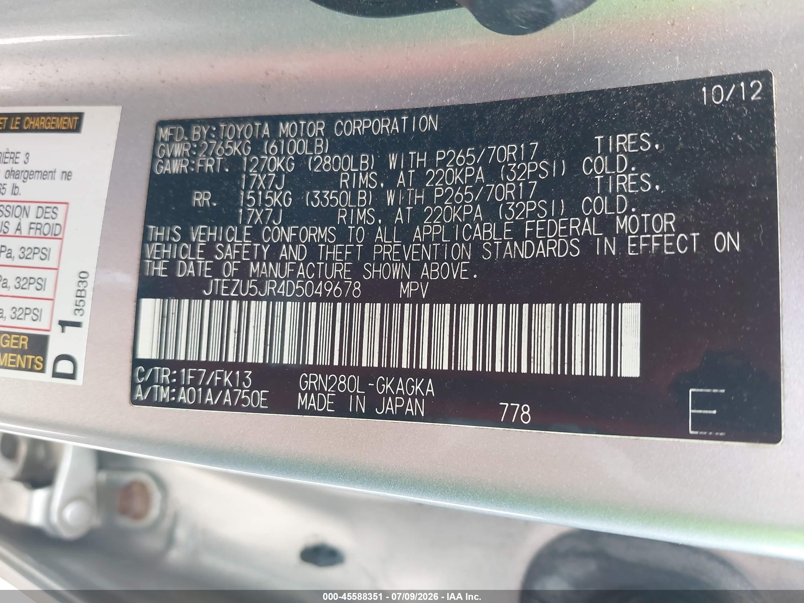 2013 Toyota 4runner Sr5 Silver vin: JTEZU5JR4D5049678