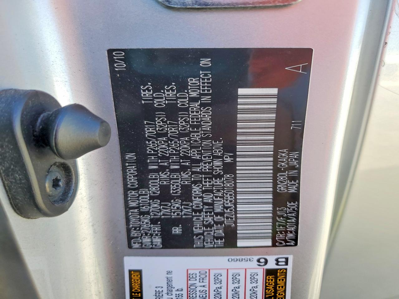 2011 Toyota 4runner Sr5 Silver vin: JTEZU5JR5B5018078