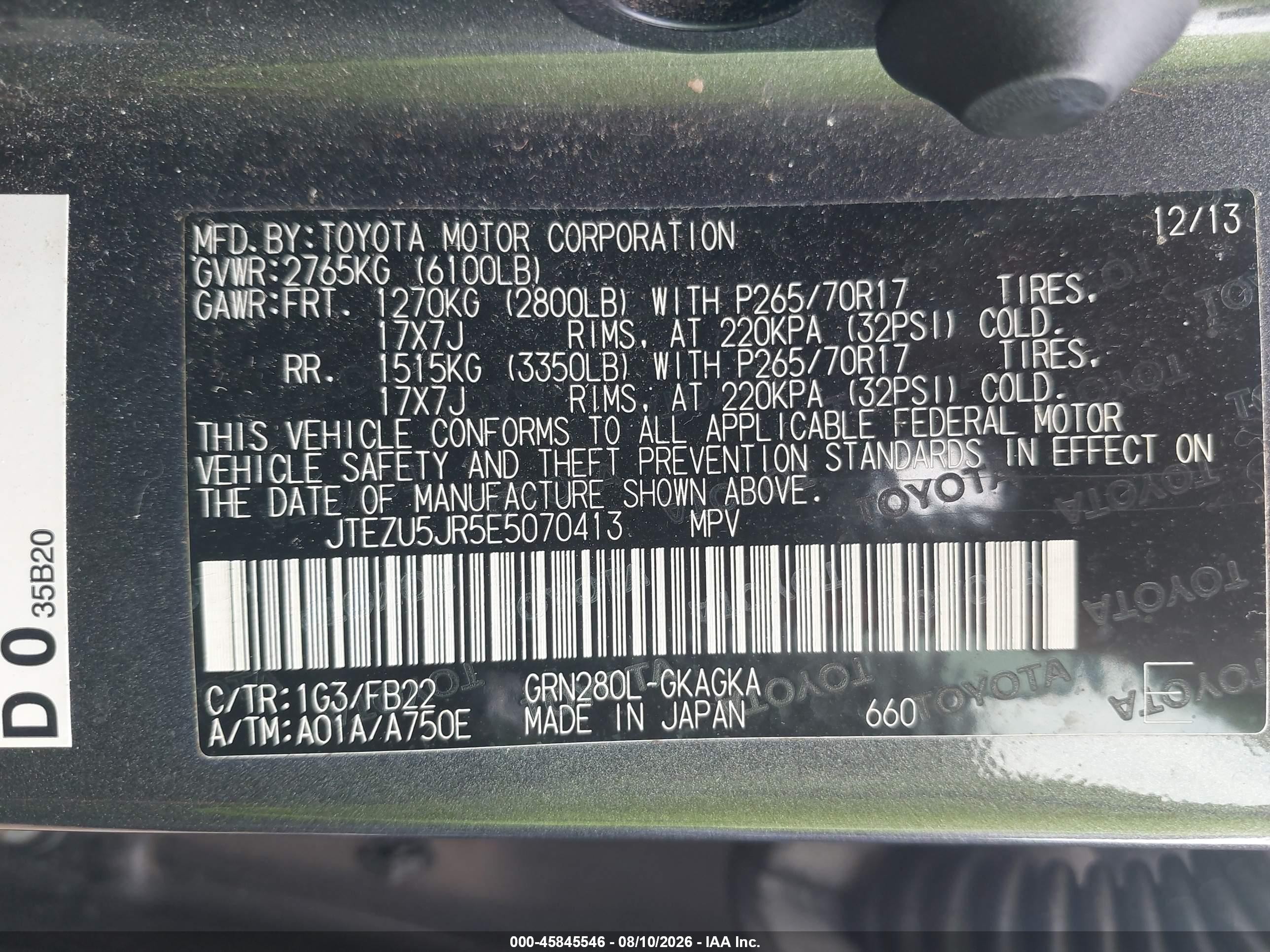 2014 Toyota 4runner Sr5 Gray vin: JTEZU5JR5E5070413