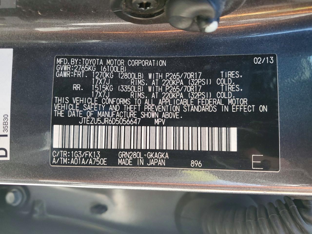 2013 Toyota 4runner Sr5 Gray vin: JTEZU5JR6D5056647