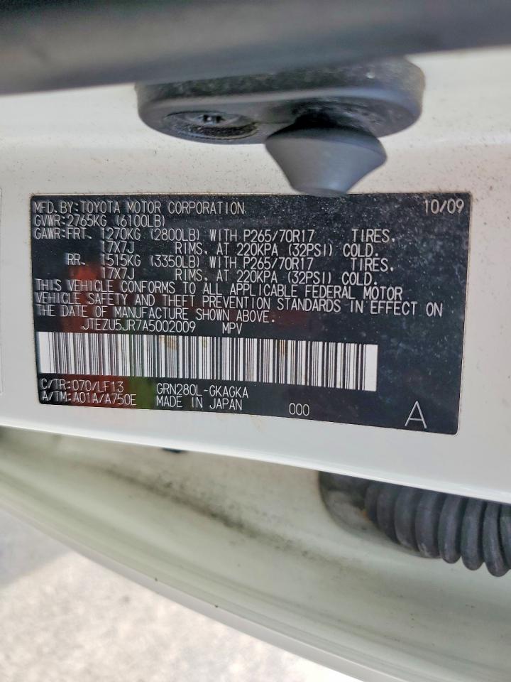 2010 Toyota 4runner Sr5 Белый vin: JTEZU5JR7A5002009