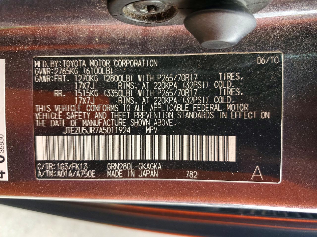 2010 Toyota 4runner Sr5 Gray vin: JTEZU5JR7A5011924