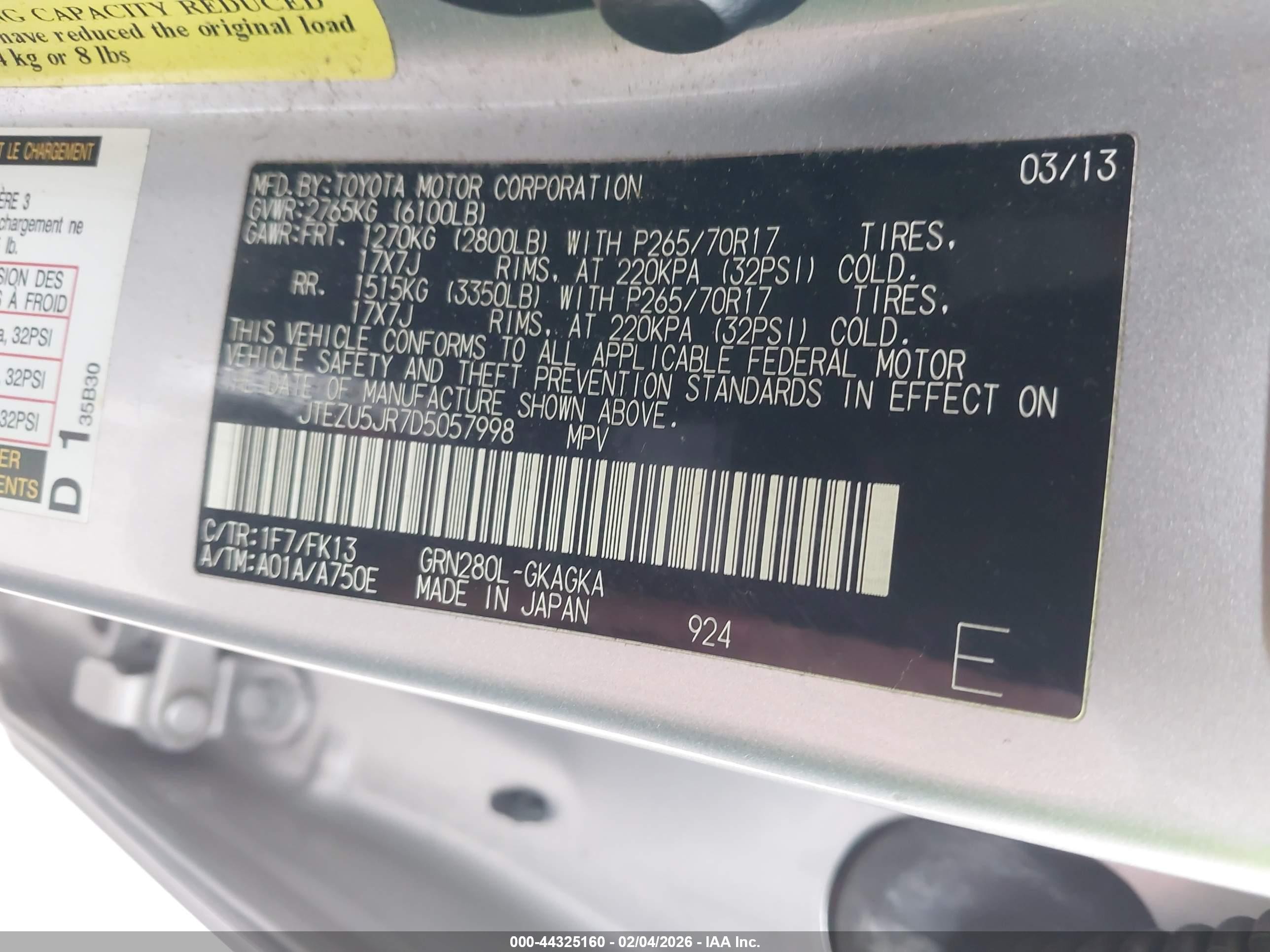 2013 Toyota 4runner Sr5 Серебряный vin: JTEZU5JR7D5057998